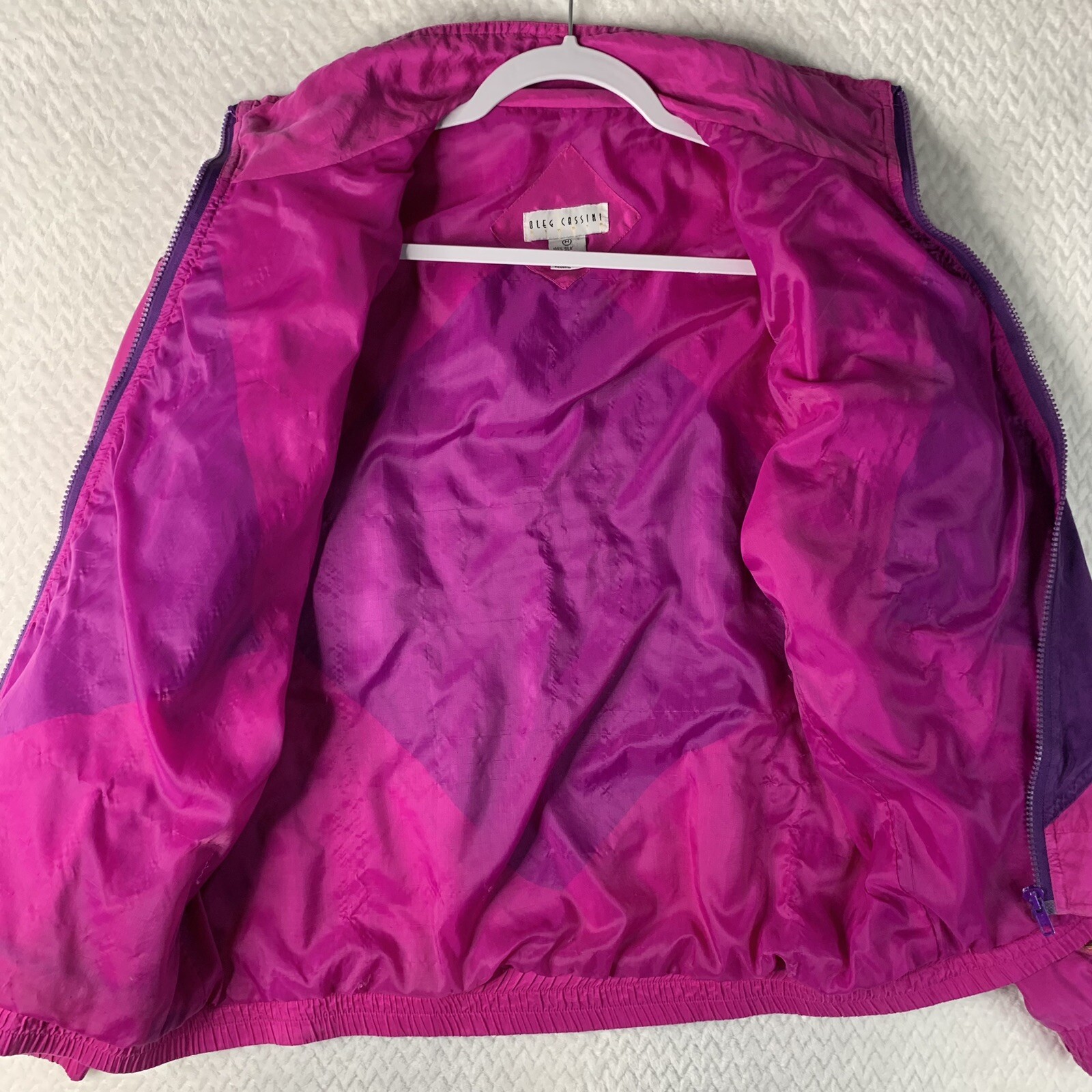 Vintage Oleg Cassini Windbreaker Jacket Women’s Size Medium 100% Silk