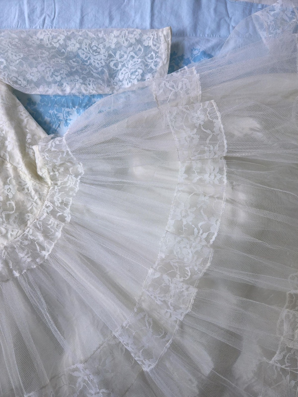 1950s Tea Length Wedding Dress: Vintage Tulle and Lace Bridal Gown, S