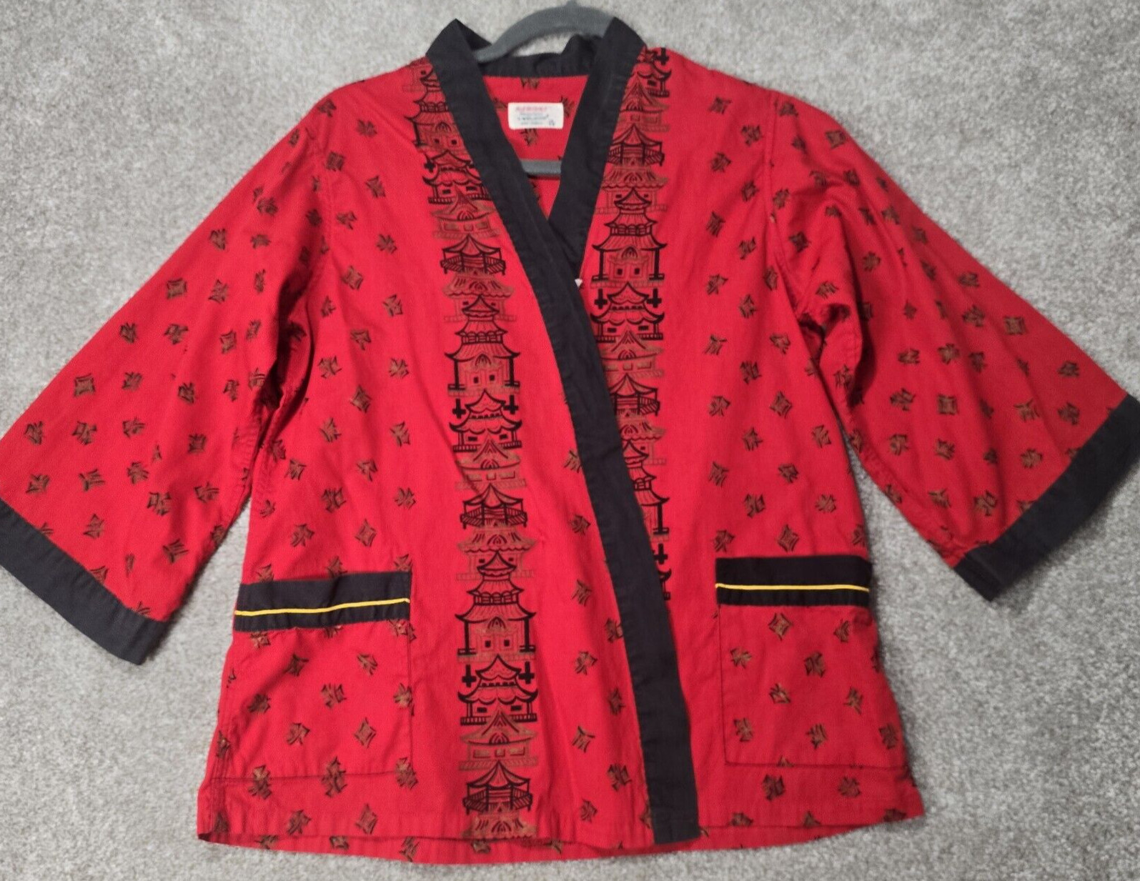 Kabuki Sleepwear by Weldon Vtg Top Shirt Women&rsquo;s 16/36 Cotton Oriental Pockets