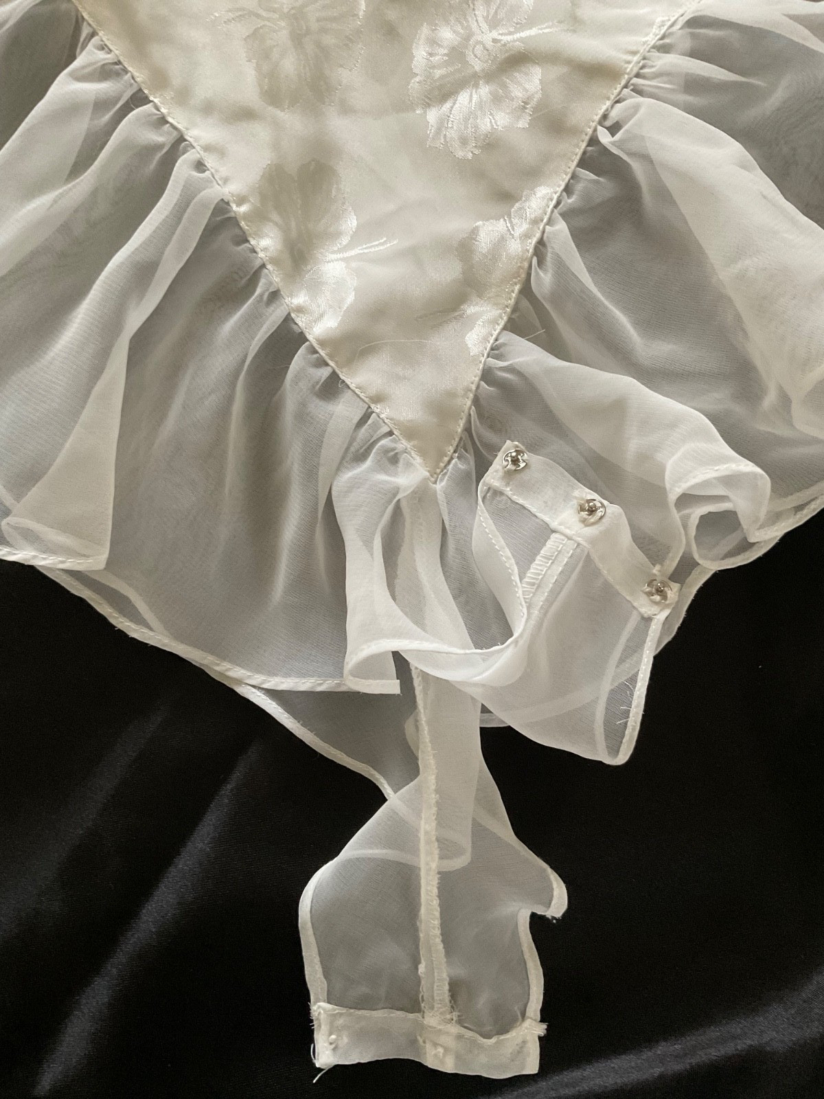 Vtg. Victoria’s Secret White Satin Bodysuit Teddy Chiffon Bridal Nightie Teddie