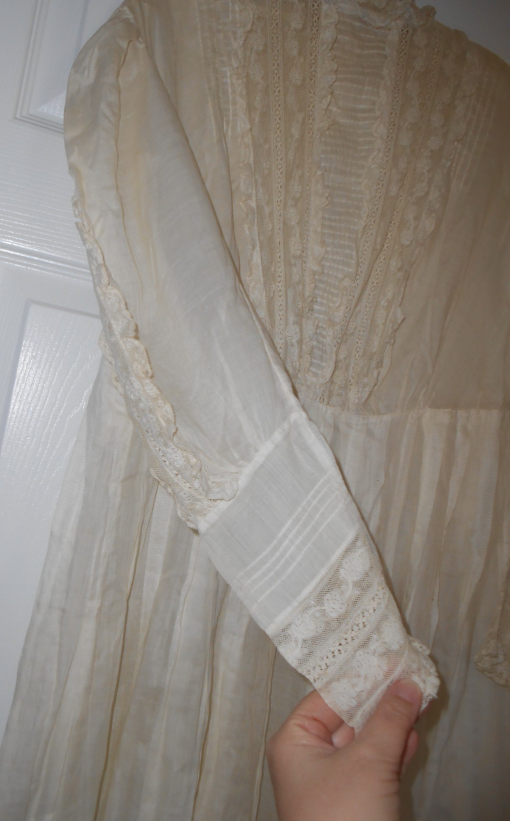 Vtg 1890s 1900s Victorian Edwardian DAY DRESS Lace Lawn Cotton FINE Handmade