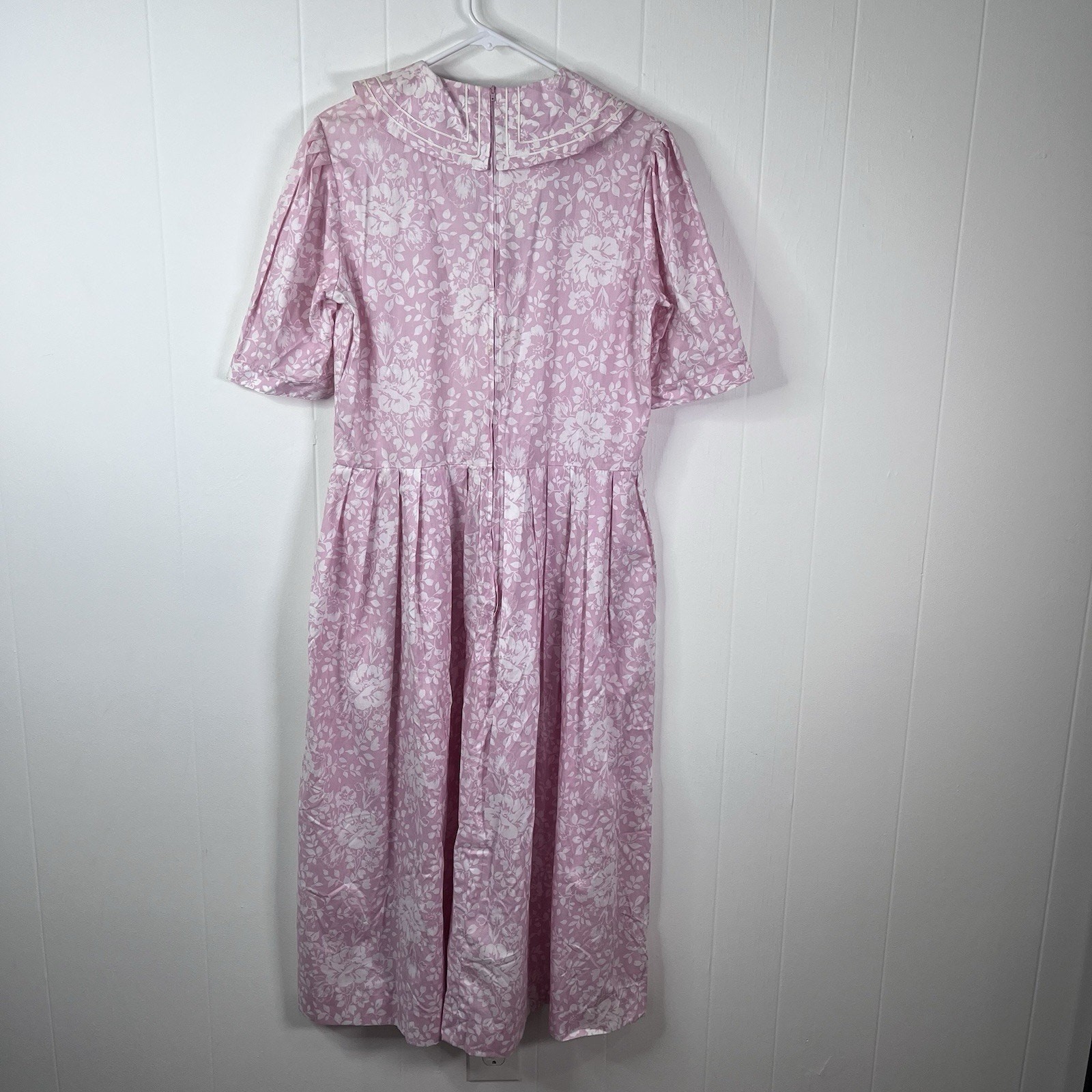 Vintage 80s LAURA ASHLEY NEW Dress Pink Floral Sailor Puff Sleeve 12