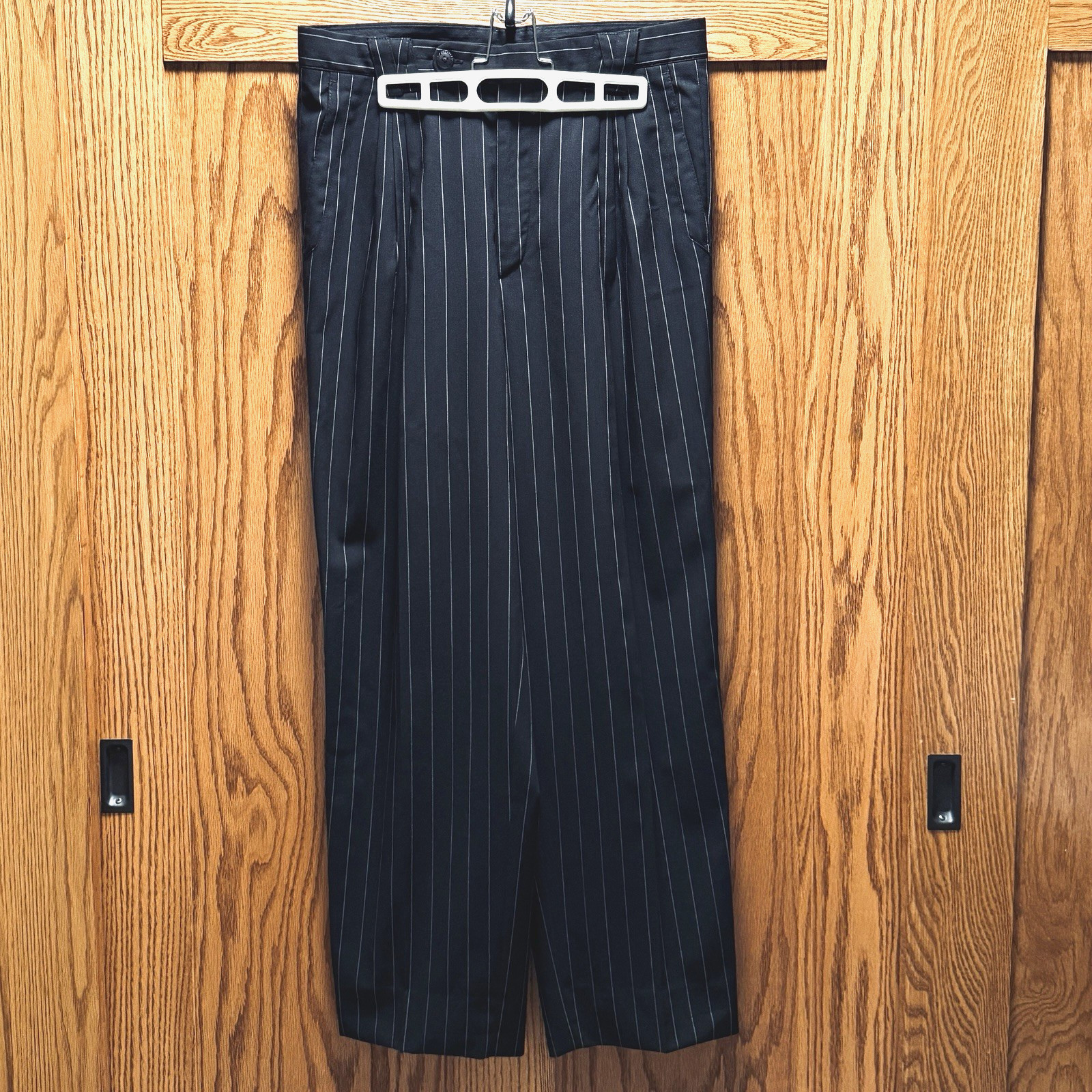 Vtg Versace Womens Pants Large Classic V2 Striped Black Wool Read for Sizing