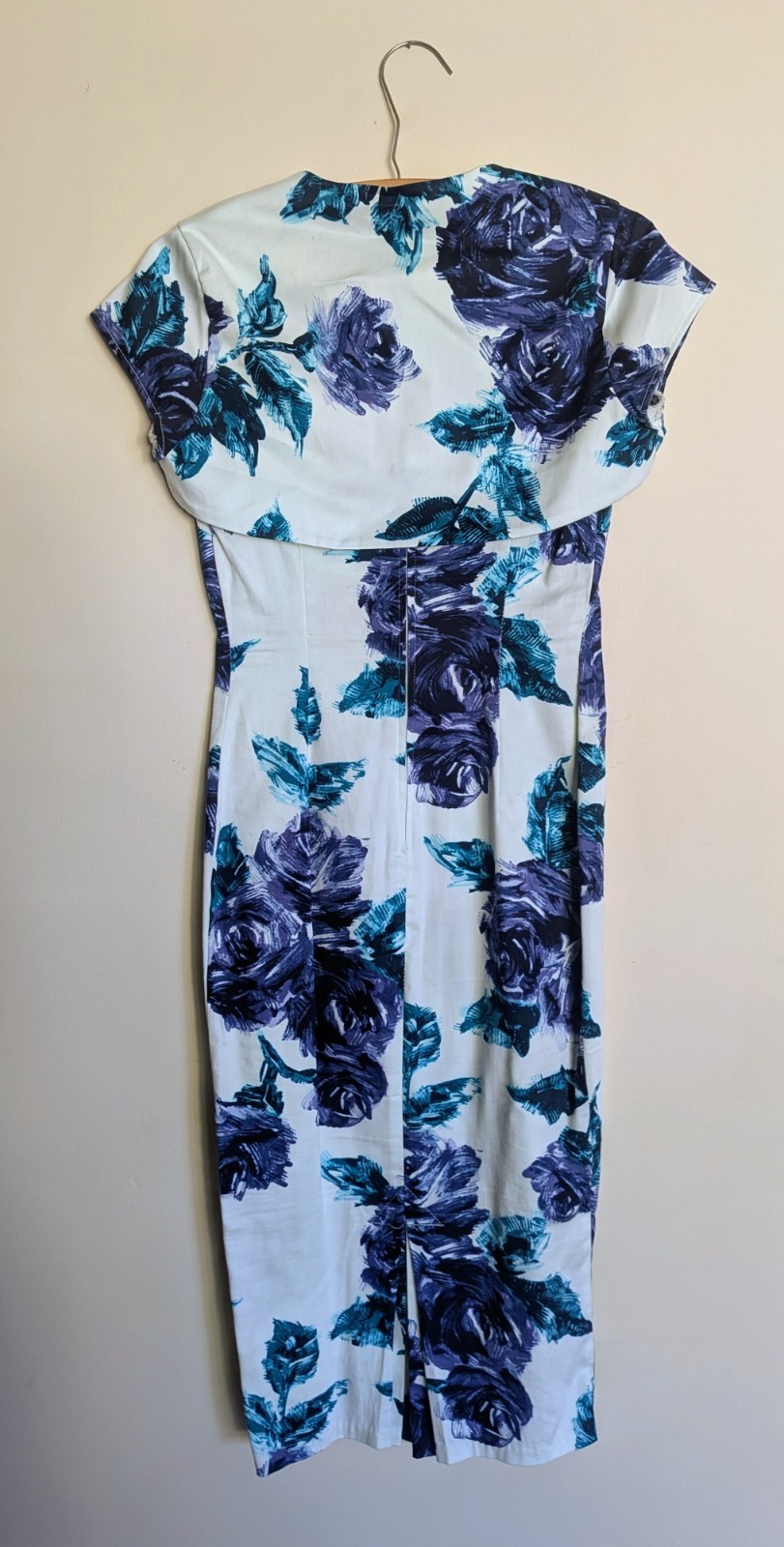Pinup Couture Erika Wiggle Dress Blue Rose Floral + Matching Bolero – Size Small