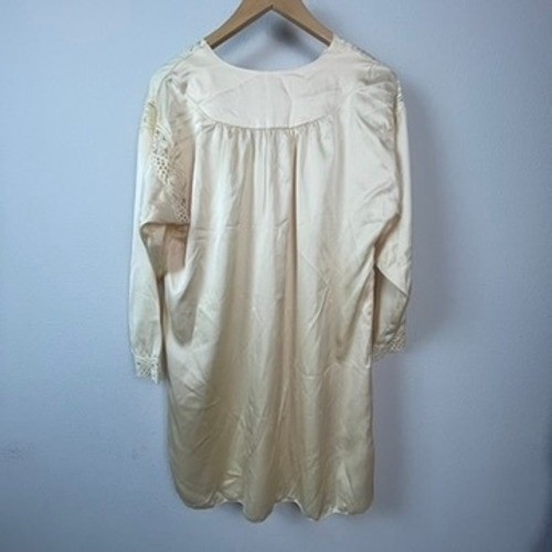 Lily of France Vintage Nightgown Womens M Yellow Satin Lace Grandmacore