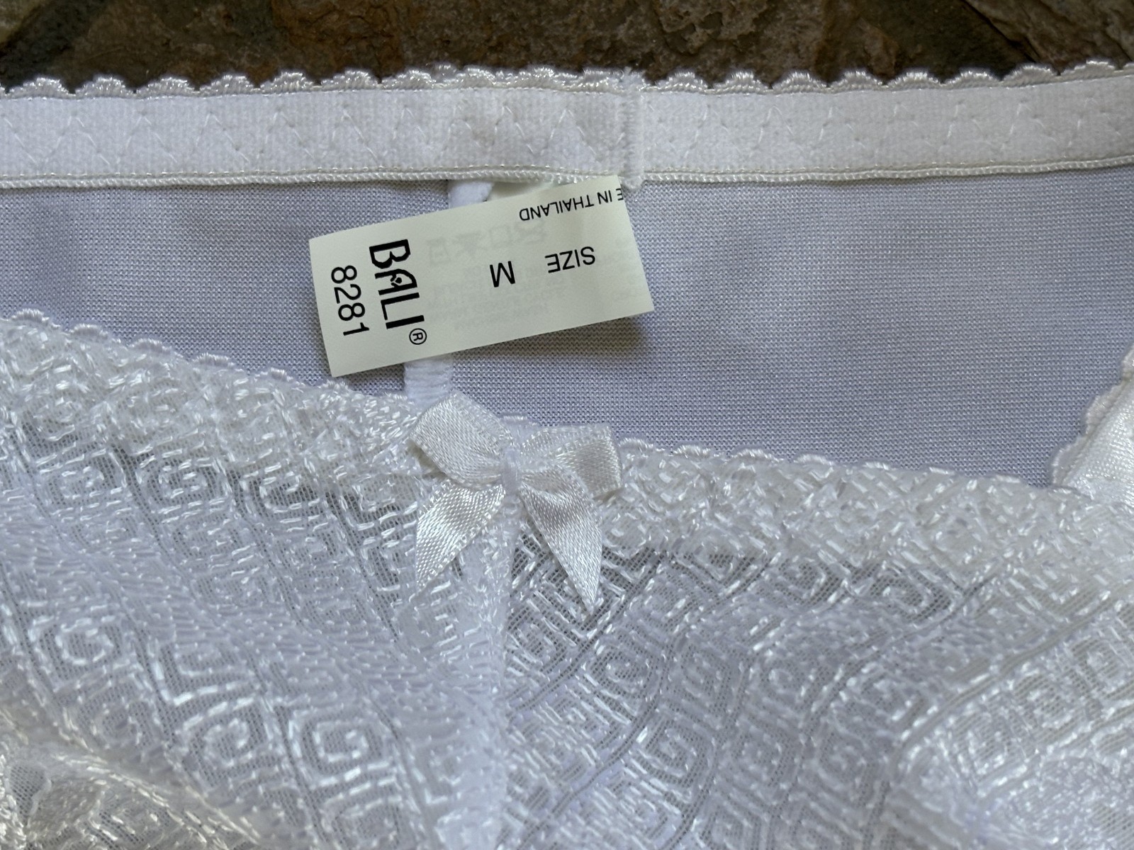 BALI Med White Second Skin & Lace Front Hi Cut Brief Panties #8281 VINTAGE NWOT