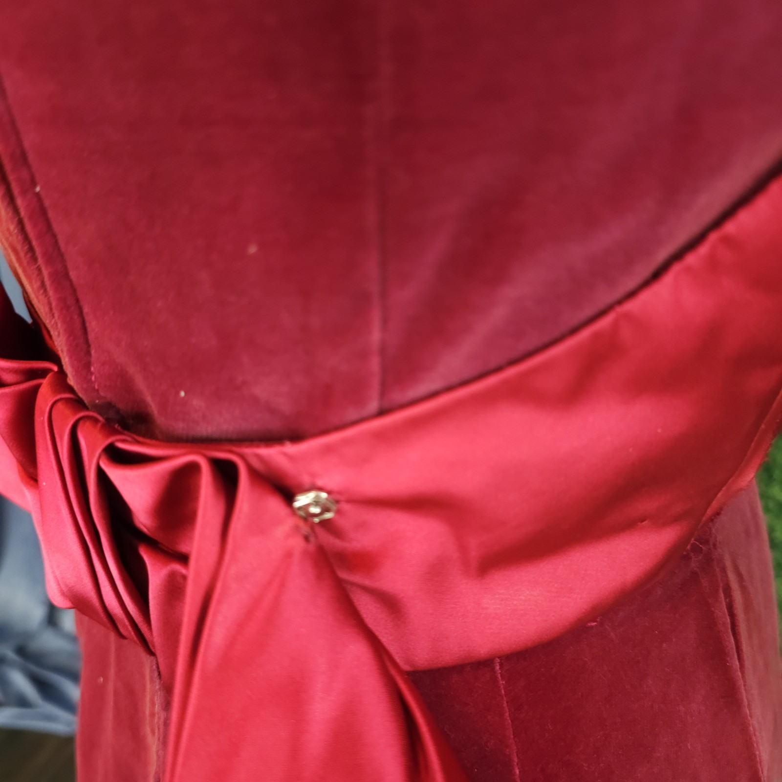 Vintage Medieval Renaissance Revival Red-ish Velvet Satin Sleeve Dress Gown AsIs