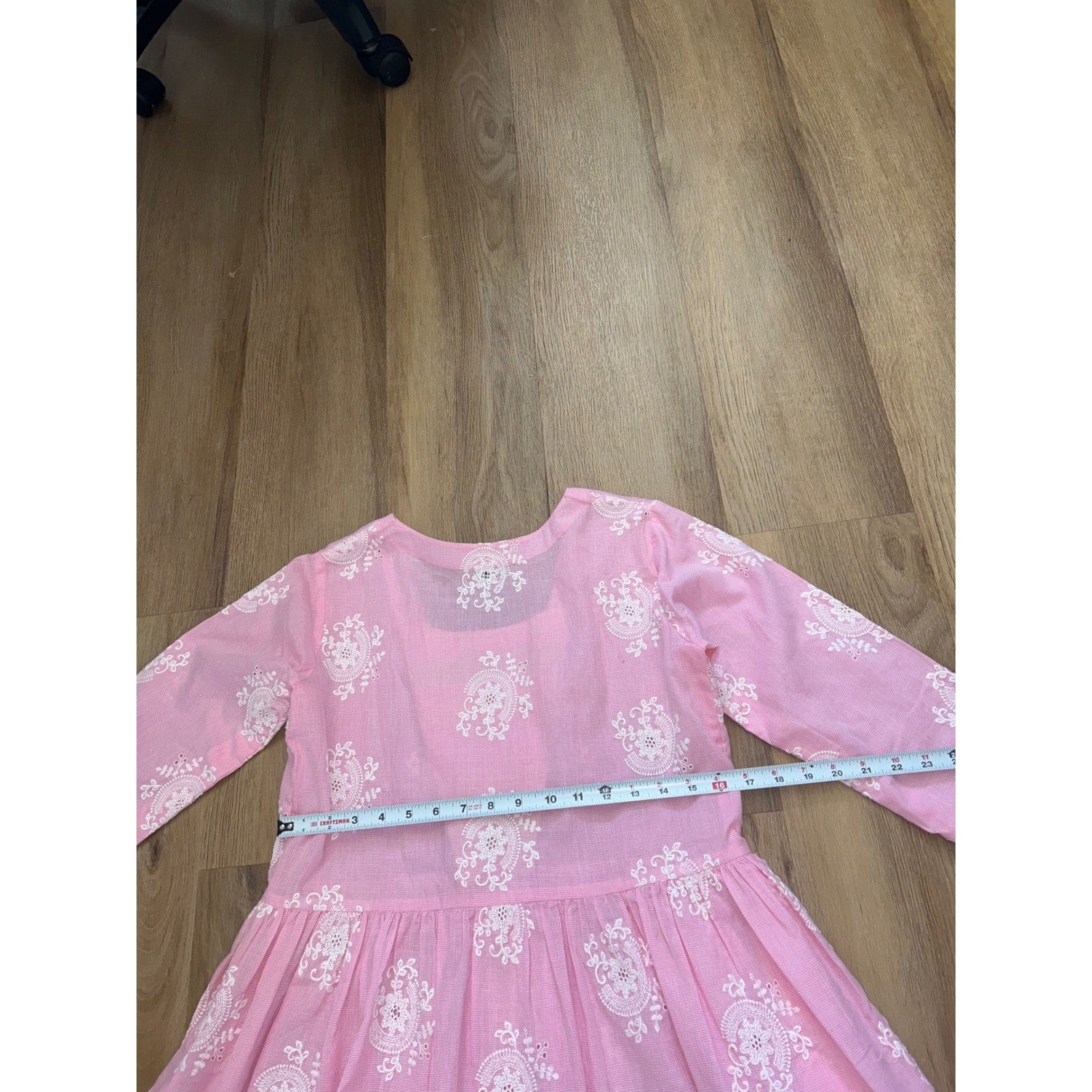 Handmade Vintage Pink Gingham Embroidered Cottagecore dress prairie Small