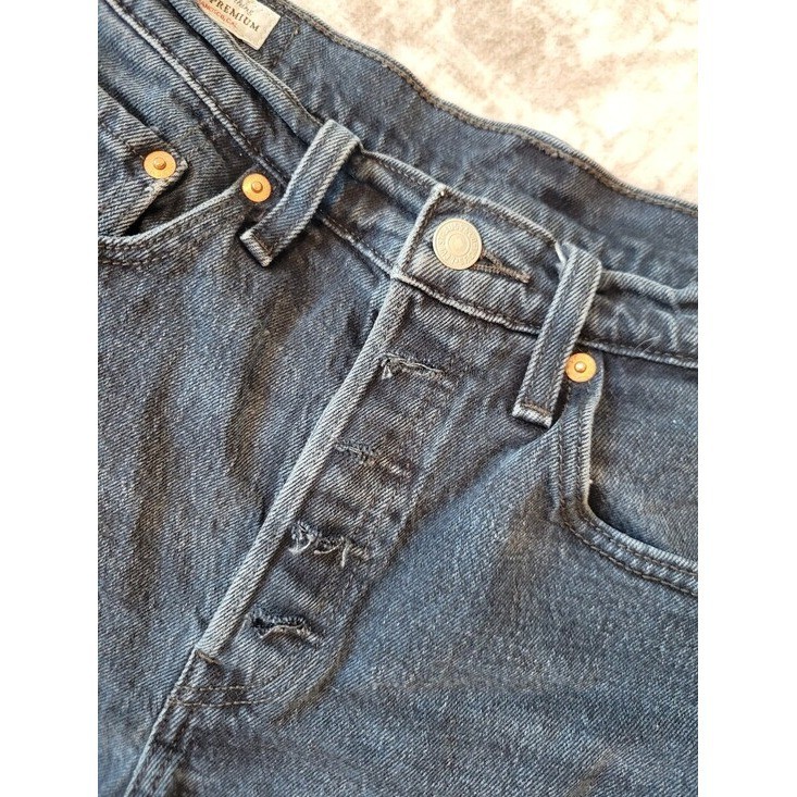 Levi&rsquo;s Womens 27 Dark Wash Button Fly Cut Off Shorts Grunge Streetwear