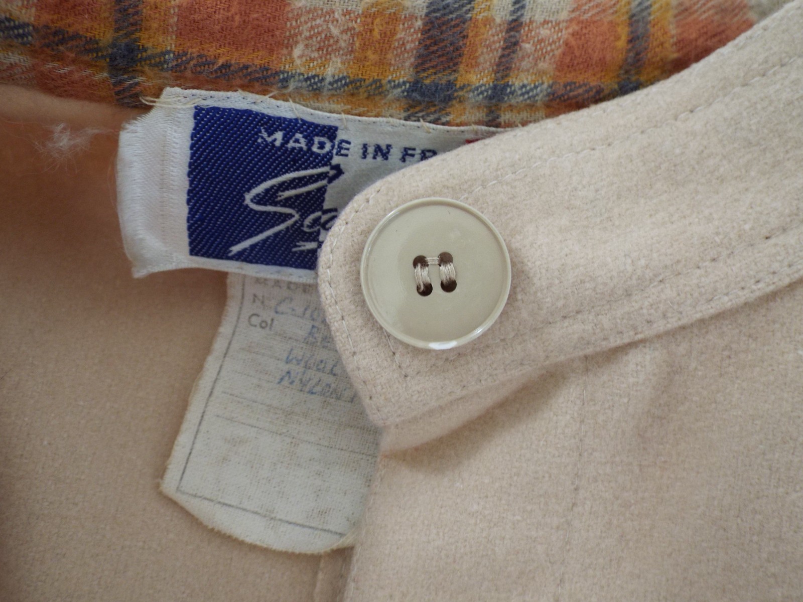 VTG 1970s KENZO JAP Beige Wool Coat Dress Size 8 Cape Pockets Sakowitz Houston