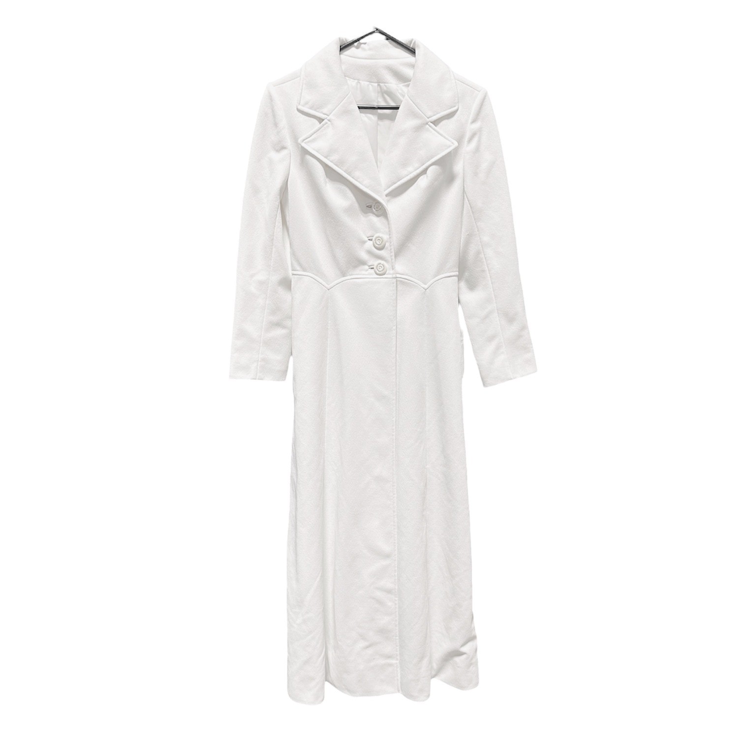 Woolf Brothers Vintage 60s Mod White Long Maxi Coat ILGWU Union Made Button Up