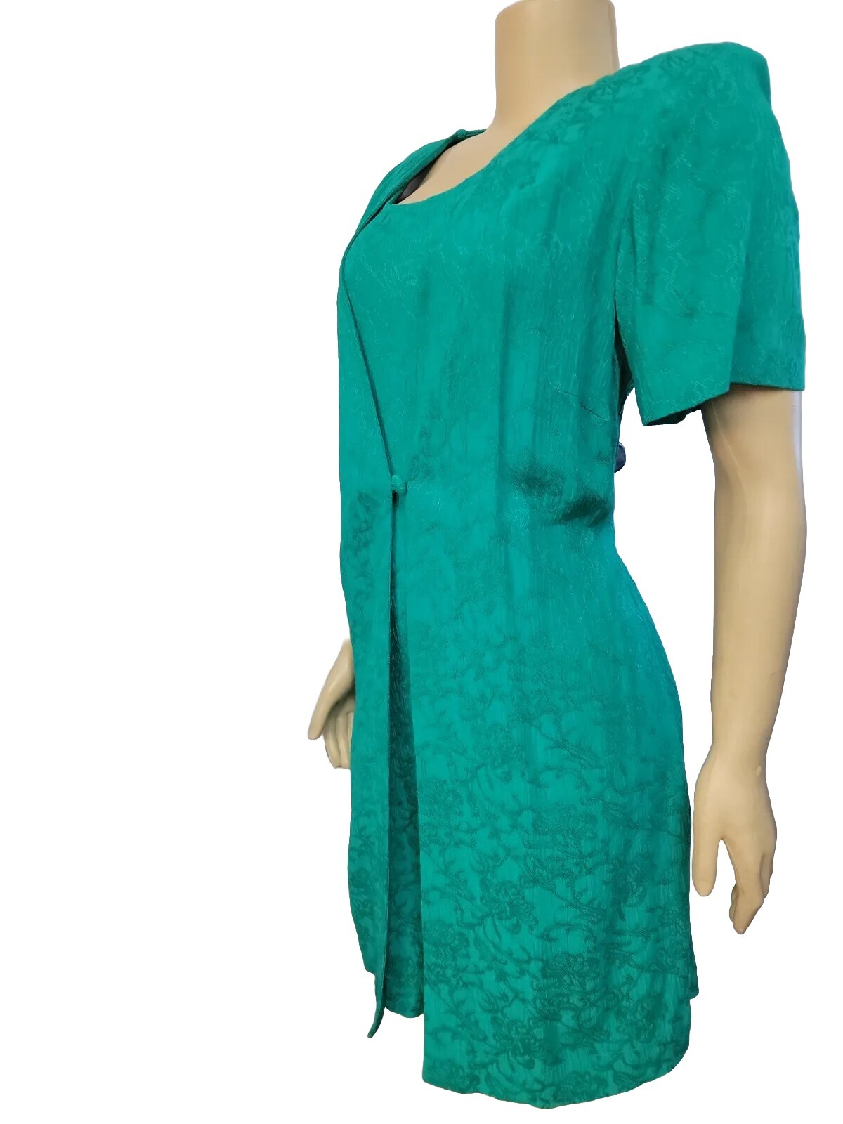 VTG 80’s SPECIAL THYME OCCASION L GREEN TEXTURED SHEATH COAT DRESS WOMEN #W7
