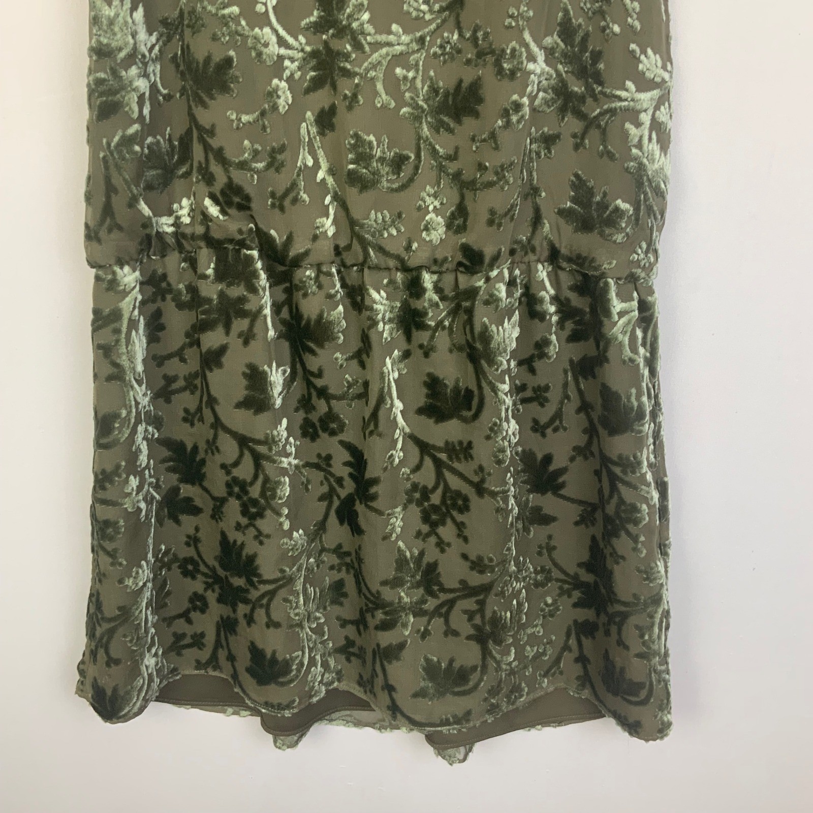 NWT Haute Hippie Small Silk Olive Green Velvet Burnout Strappy Back Mini Dress