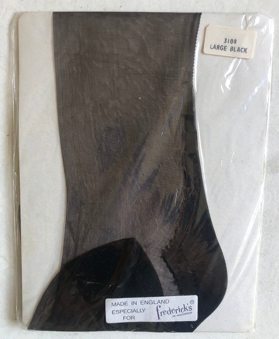 Vintage Fredericks French Seam Flat Knit Stocking Black sz Large 38 inches