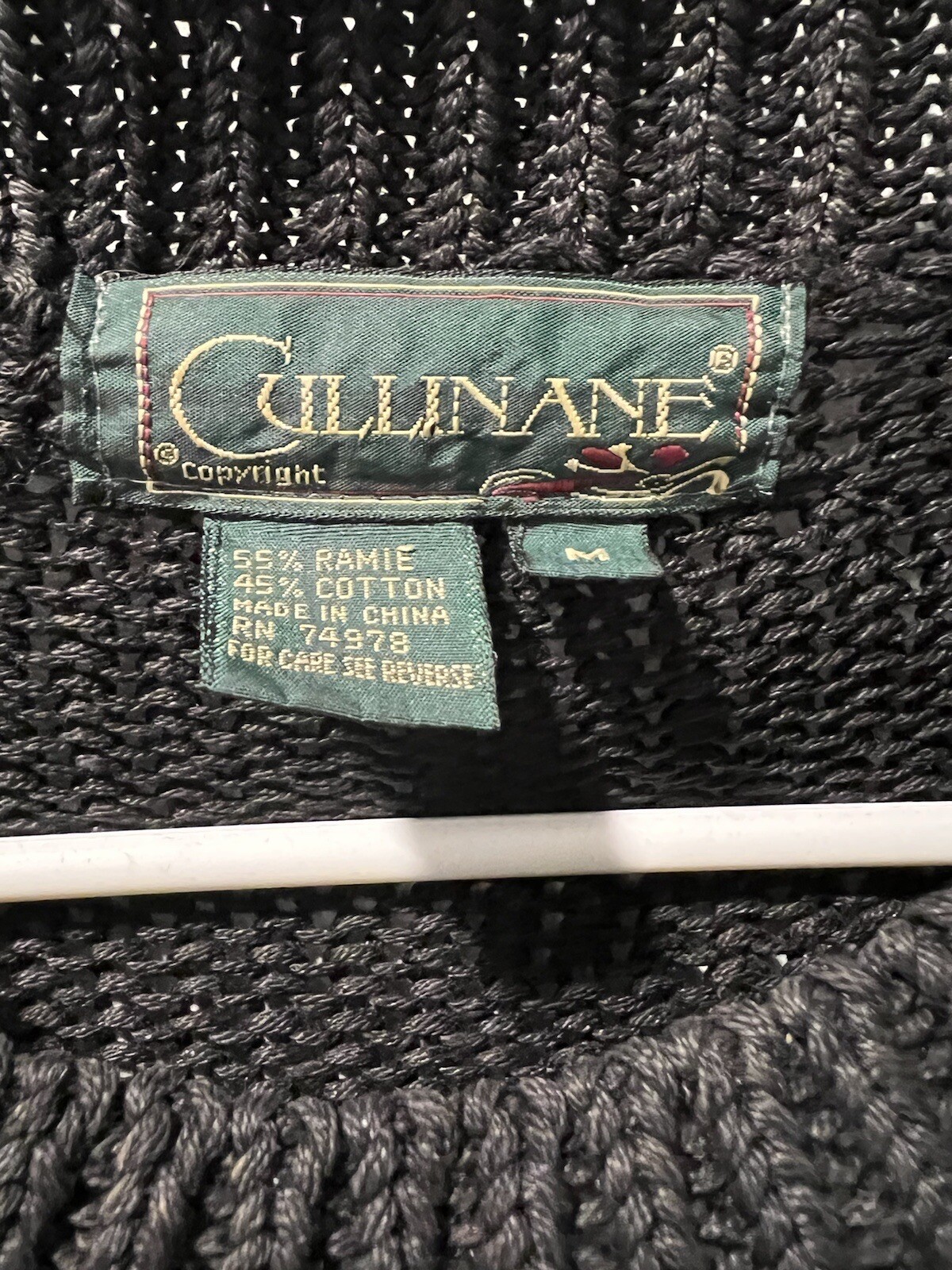 Vintage Cullinane 90&rsquo;s Oversized Knit Black / White Flowers 🌸Sweater Sz Medium
