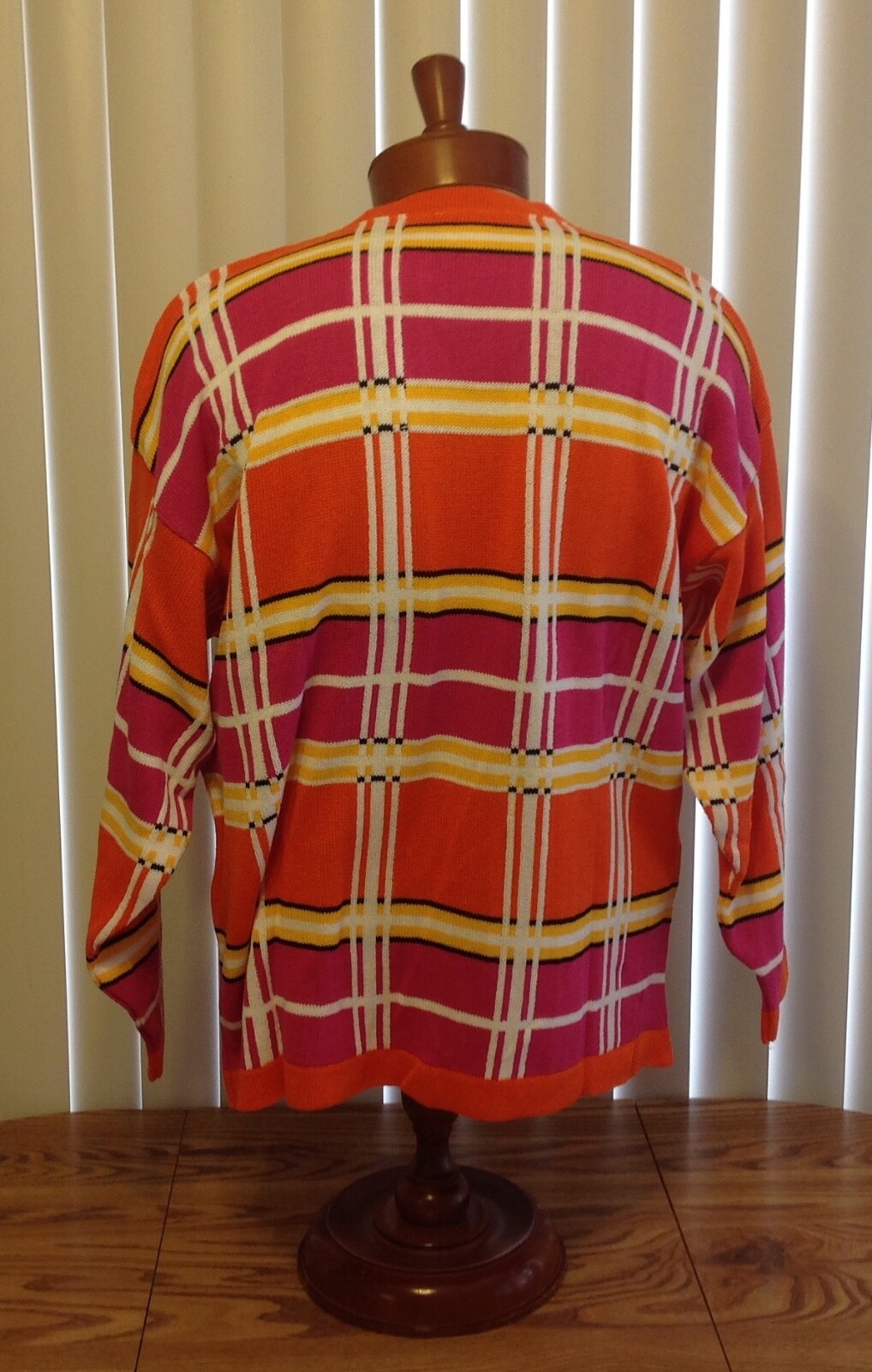 Fashion Formulas VTG Oversized V-Neck Pullover Sweater Multicolor Plaid Large