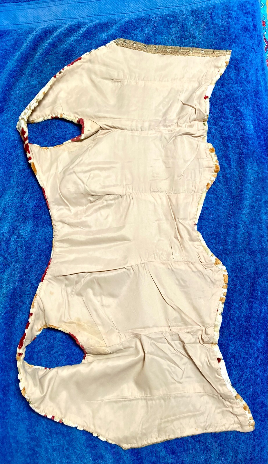 Vintage Handmade Bodice Medium Renaissance Sleeveless Shirt Flocked Upholstery