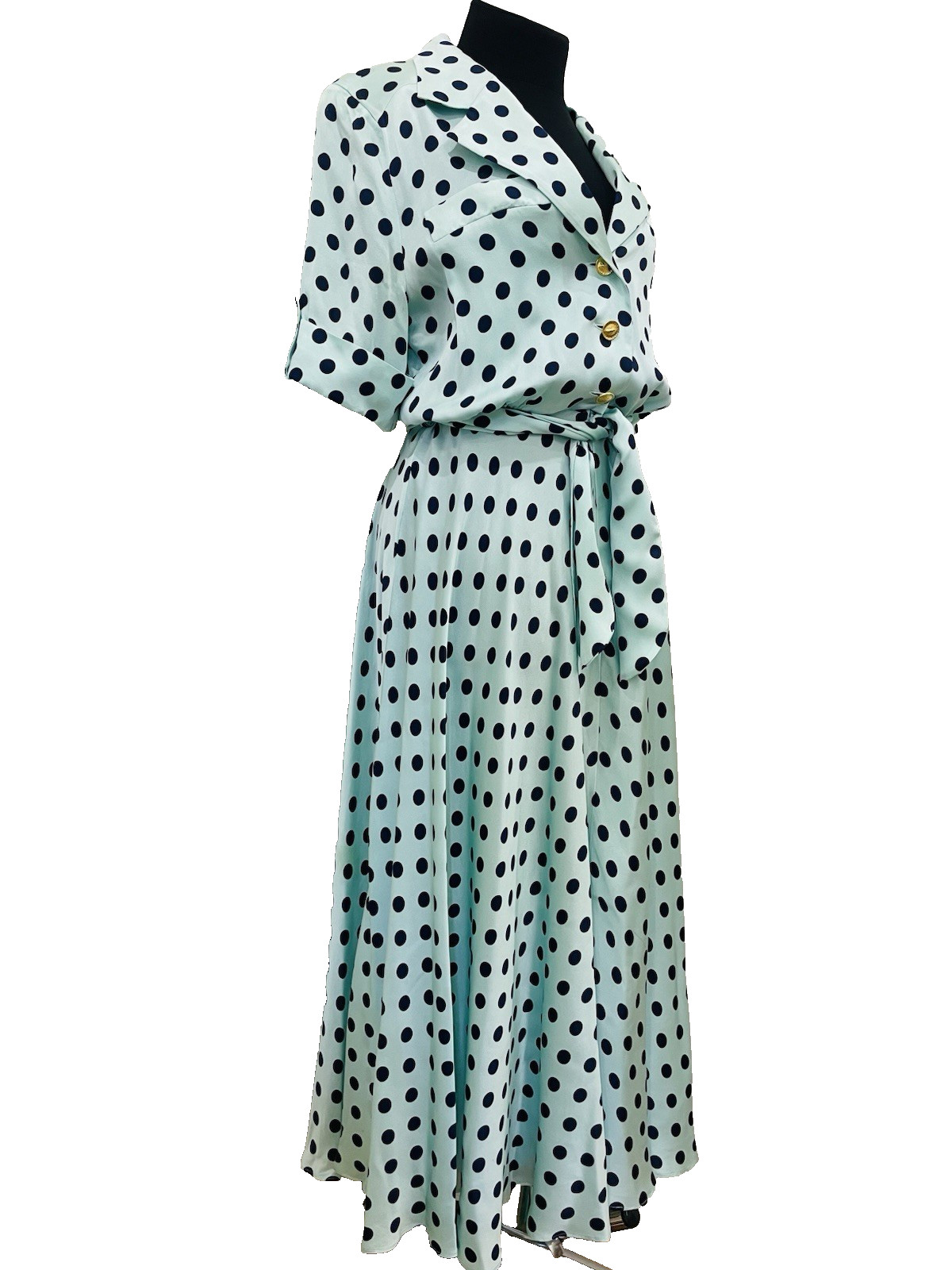 Vintage Escada by Margaretha Ley Silk Dress Polka Dot Pattern Made in Italy
