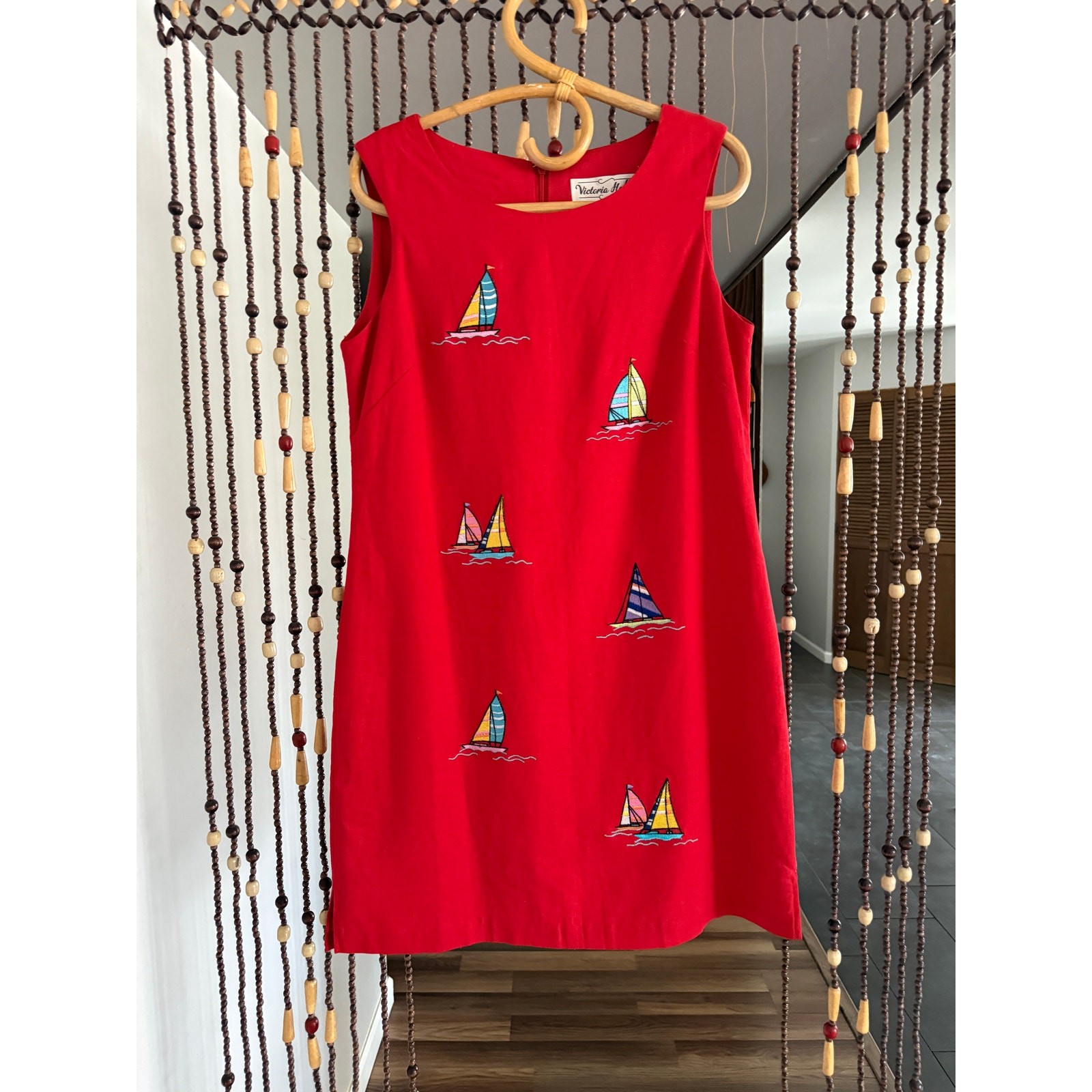 VTG 90s/Y2k Victoria Holley Sailboat Linen Shift Dress | Size 8P – Medium