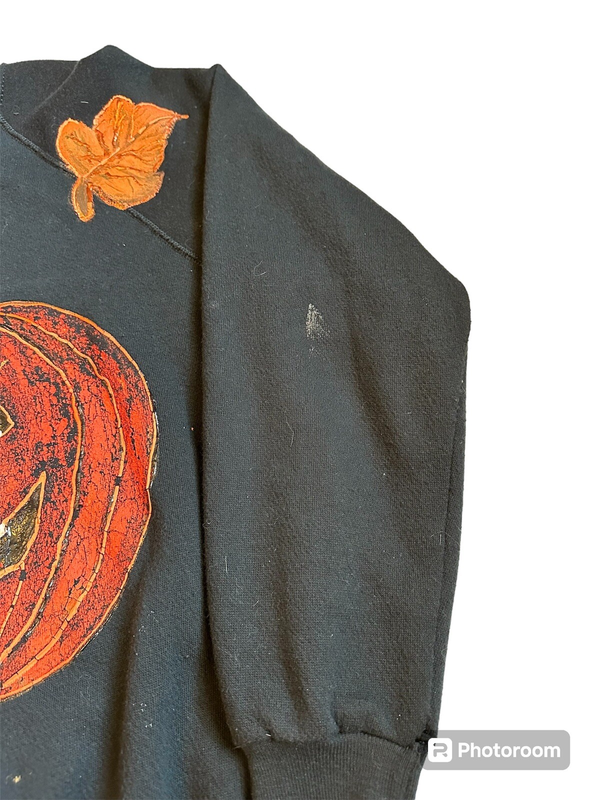 Vintage Jack O Lantern Sweatshirt Halloween Pumpkins Large Hand Painted Kitschy