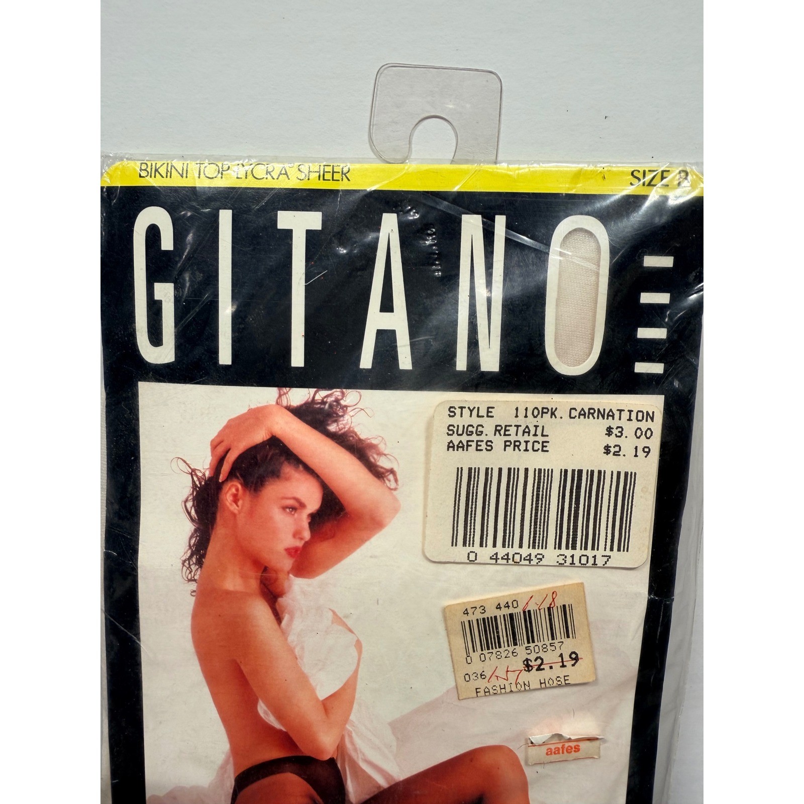 Vintage Gitano Bikini Top Lycra Sheer Pantyhose Carnation Sz B Made in USA