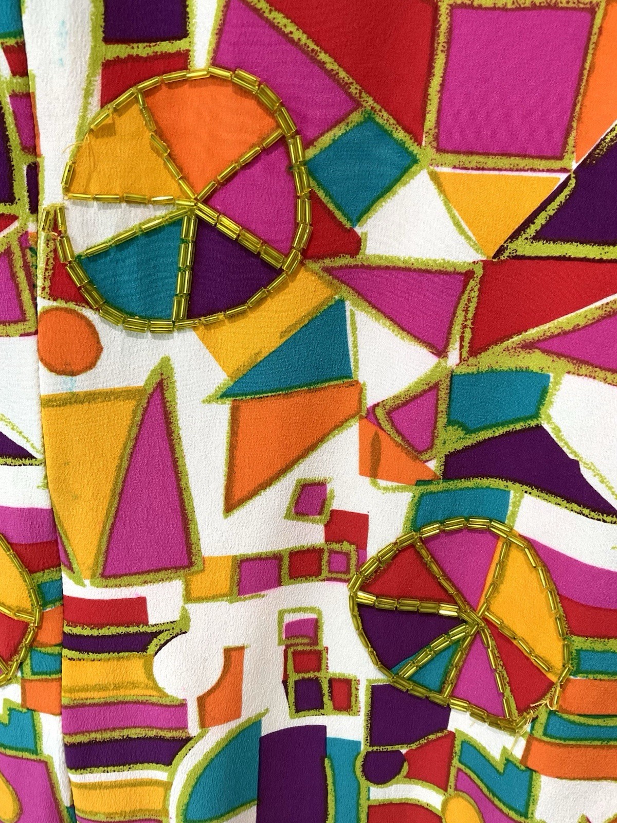 Vintage Bill Blass Silk Beaded Mod Shift Dress Geometric Colorblock Size 4