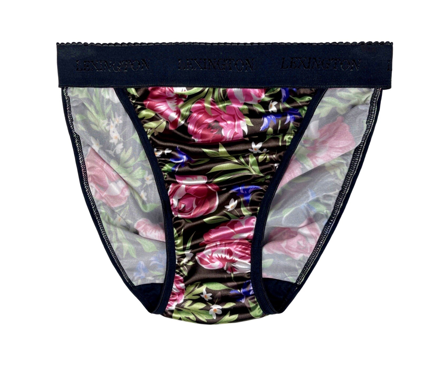 Rio Second Skin Satin Panty Wide Waistband Rose Floral Print L