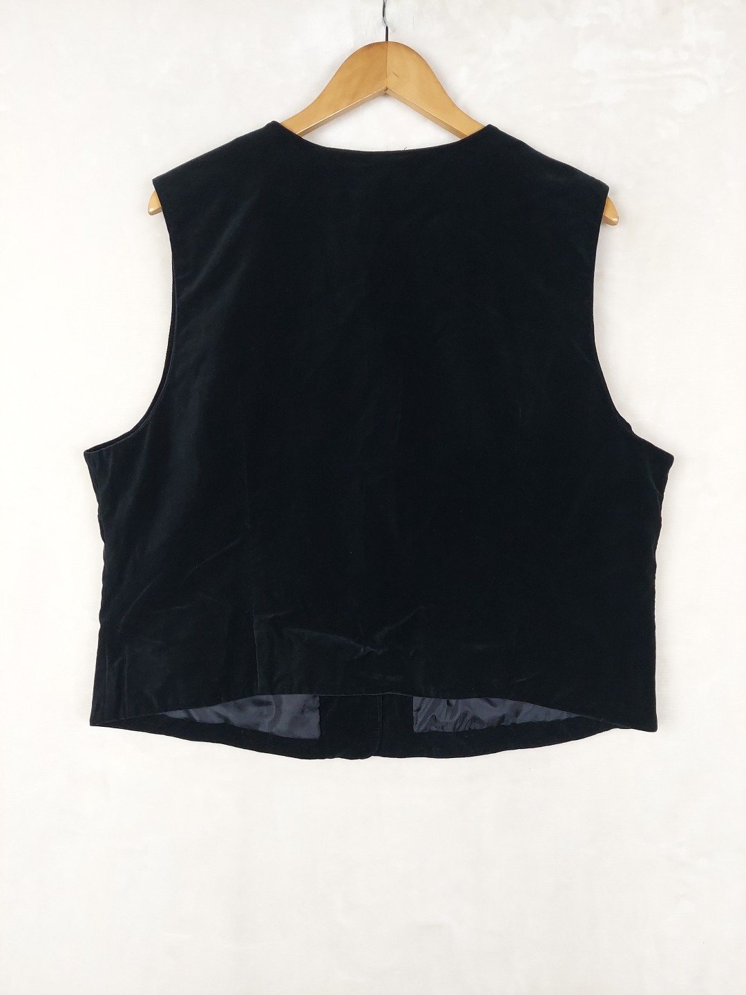 Vintage 80s Vest Womens XLarge 16/18 Black Velvet Floral Embroidery Whimsigoth