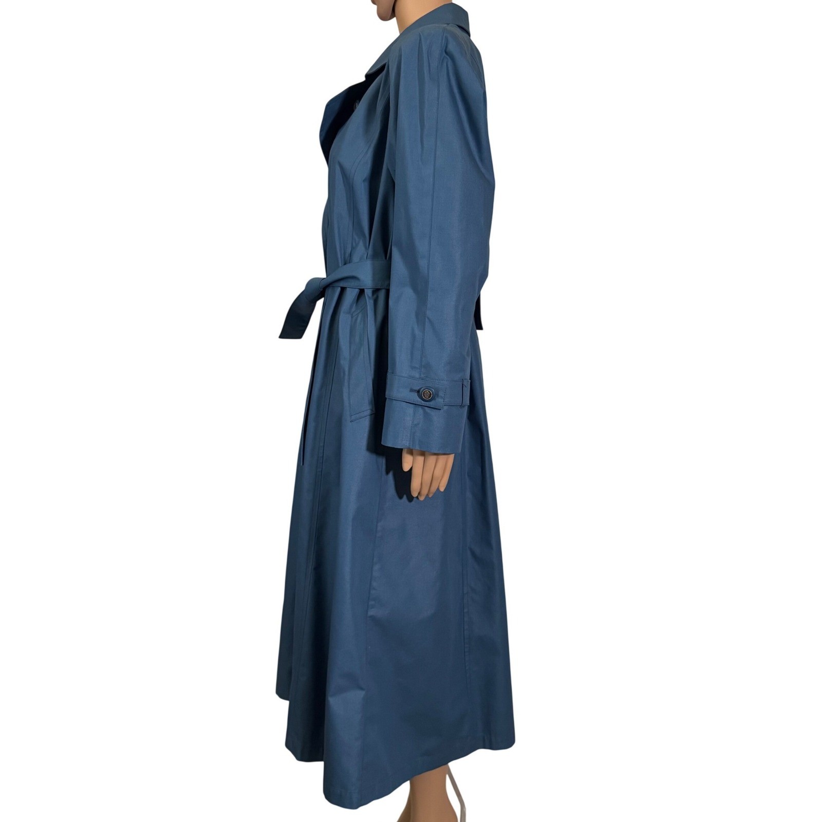 London Fog Vintage Blue Trench Coat Belted Long Rain Jacket Women&rsquo;s 10 Reg