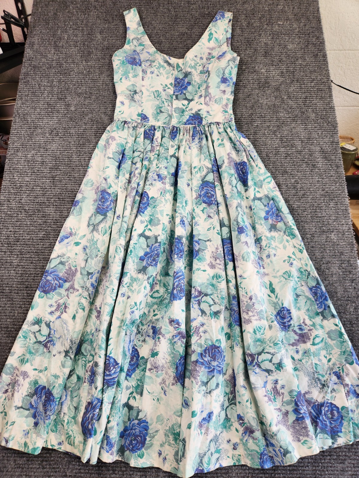 Vintage Laura Ashley Dress Size 4 Blue White Floral Cottagecore Sweetheart