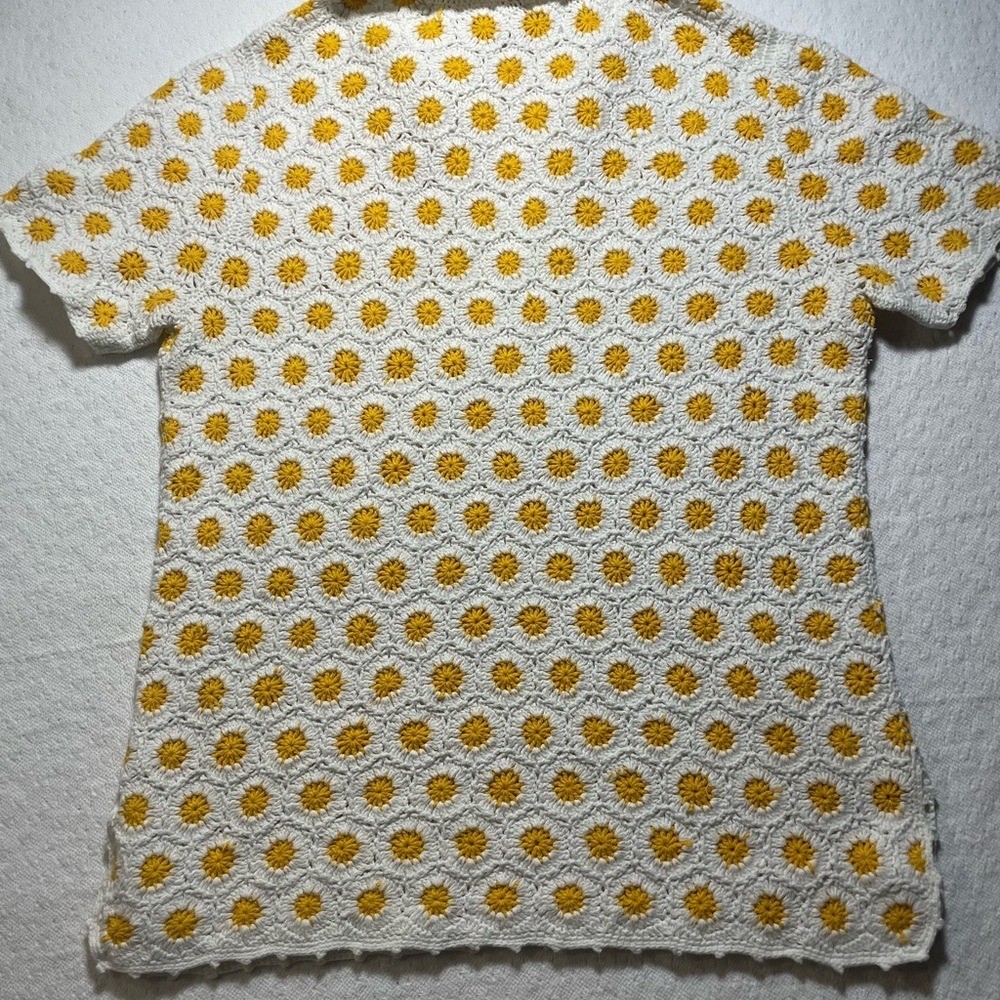 Tory Burch Medium poloYellow Starburst Knit/ crochet cotton feminine granny core