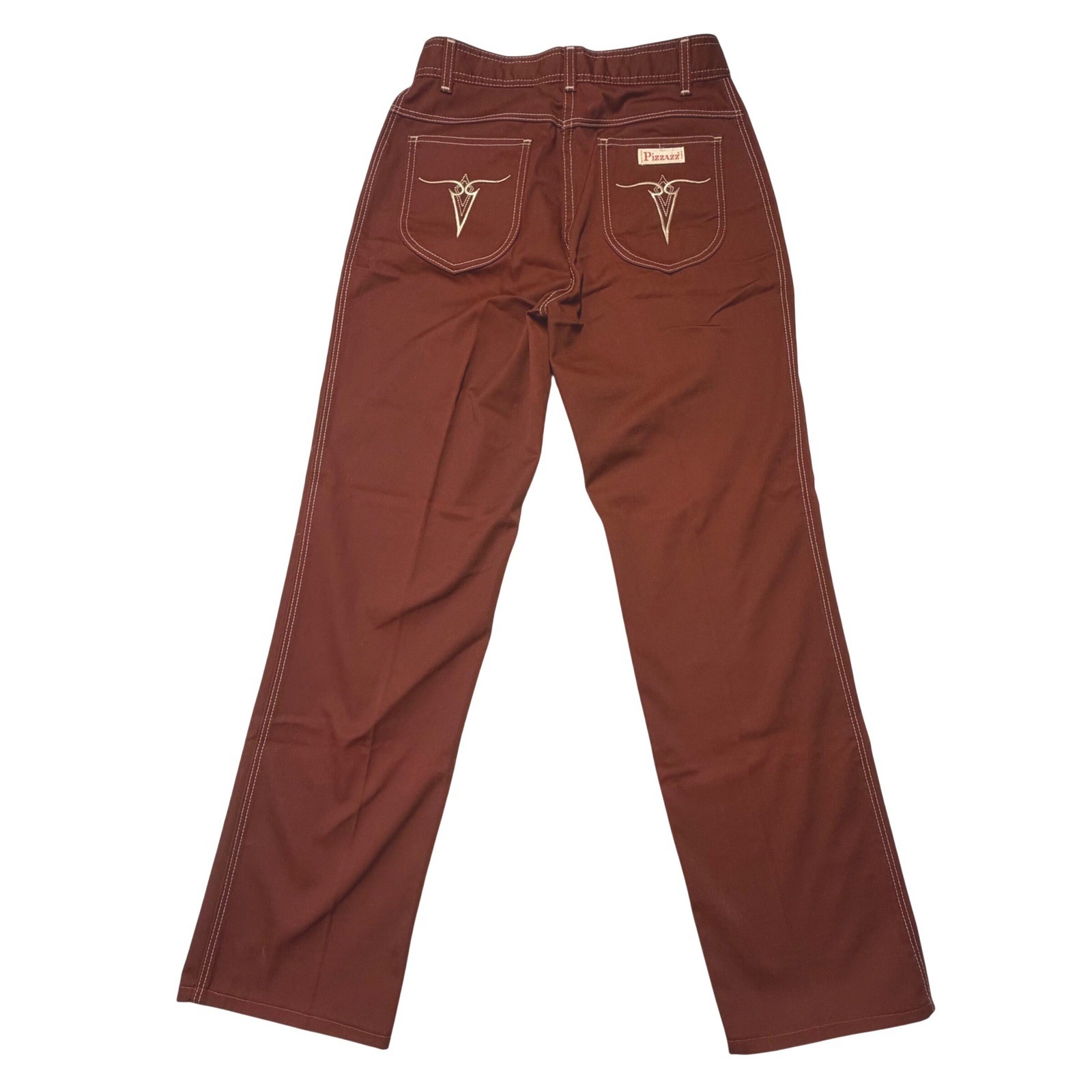 Pizzazz Rust Brown Vintage Western High Rise Straight Leg Pants Size 12 USA 70s