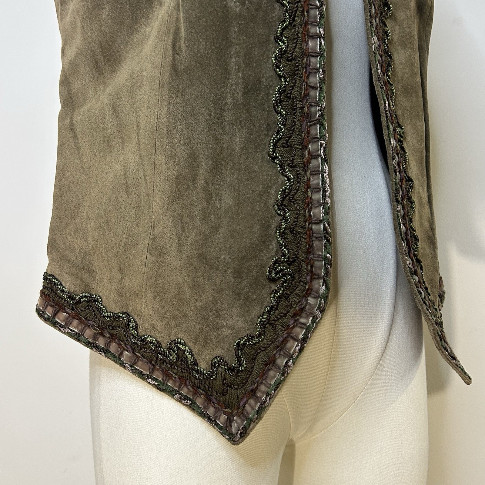 90s Emanuel Ungaro Suede Vest Fairycore Hippie Grunge 38 Inch Bust