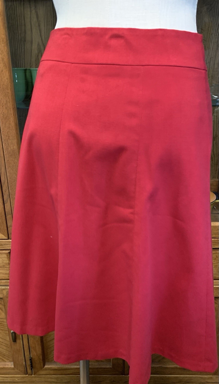 A8 80s COVINGTON STRETCH RAYON BLEND RED FLAIR MINI SKIRT SMALL/6 SIDE ZIP