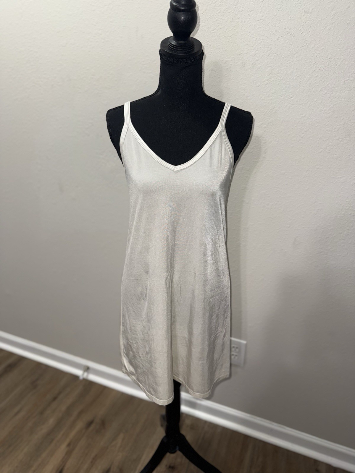 VTG Vanity Fair Full Slip Chemise Dress 10-158 Cream White Spandex Stretch 34 40