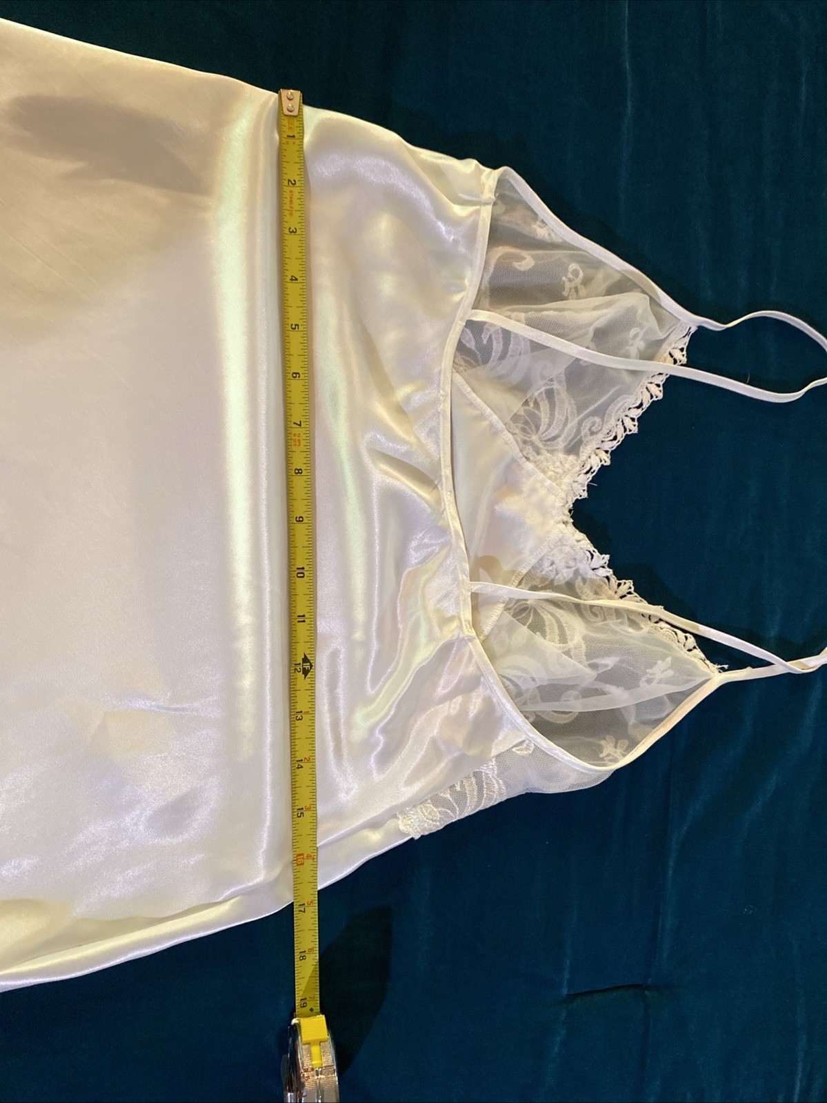 Vintage Val Mode Size S Ivory Polyester Satin With Lace