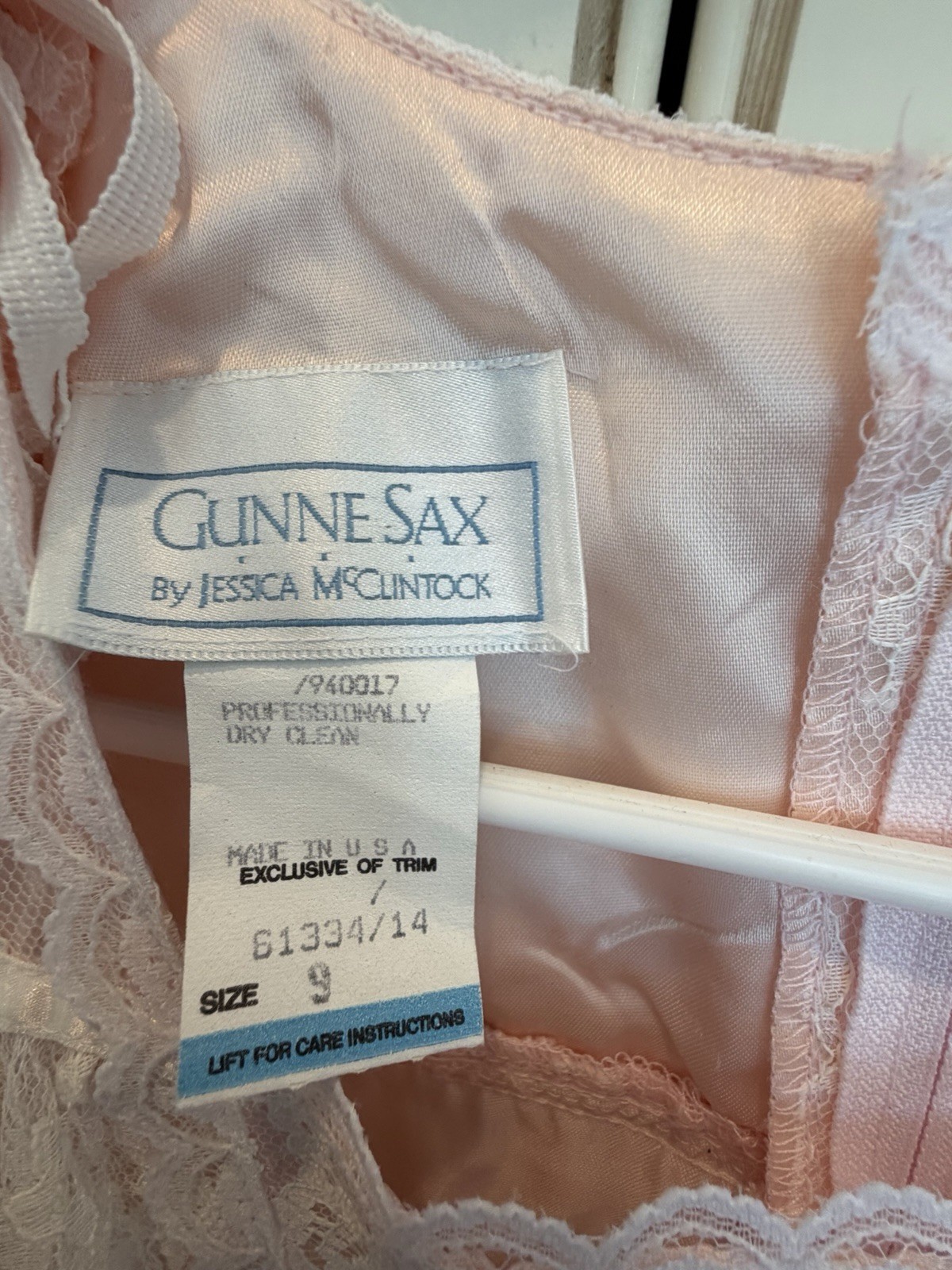 Gunne Sax Vintage Pink Lace Prairie Dress Romantic Renaissance 70s Jessica mcC