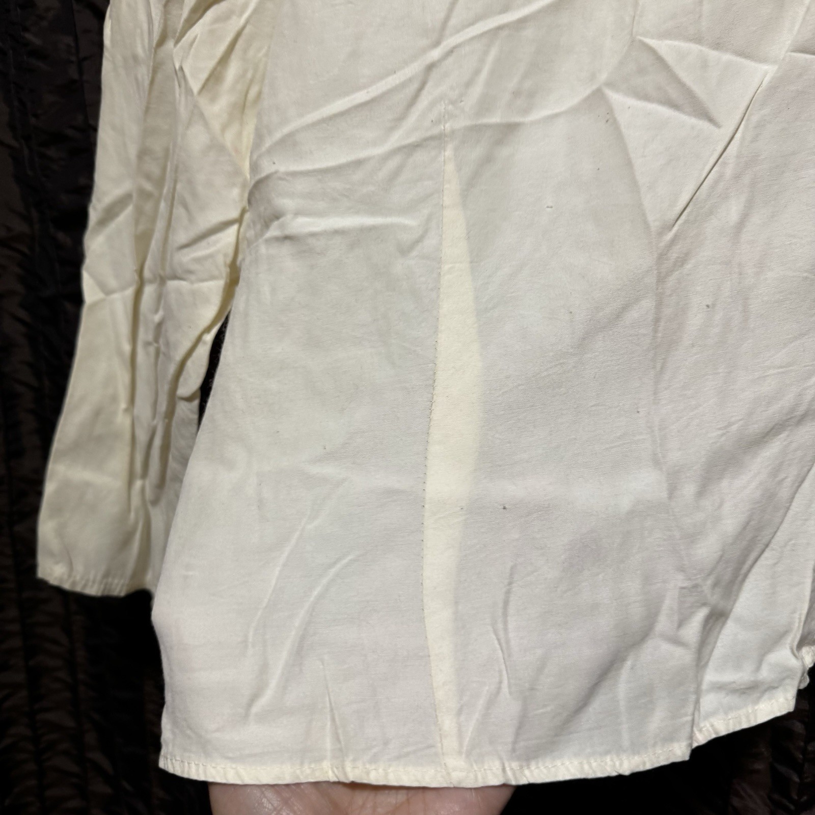 Jonathan Martin Blouse Peter Pan Collar w/ Black Appliqués Size 9/10 1970s