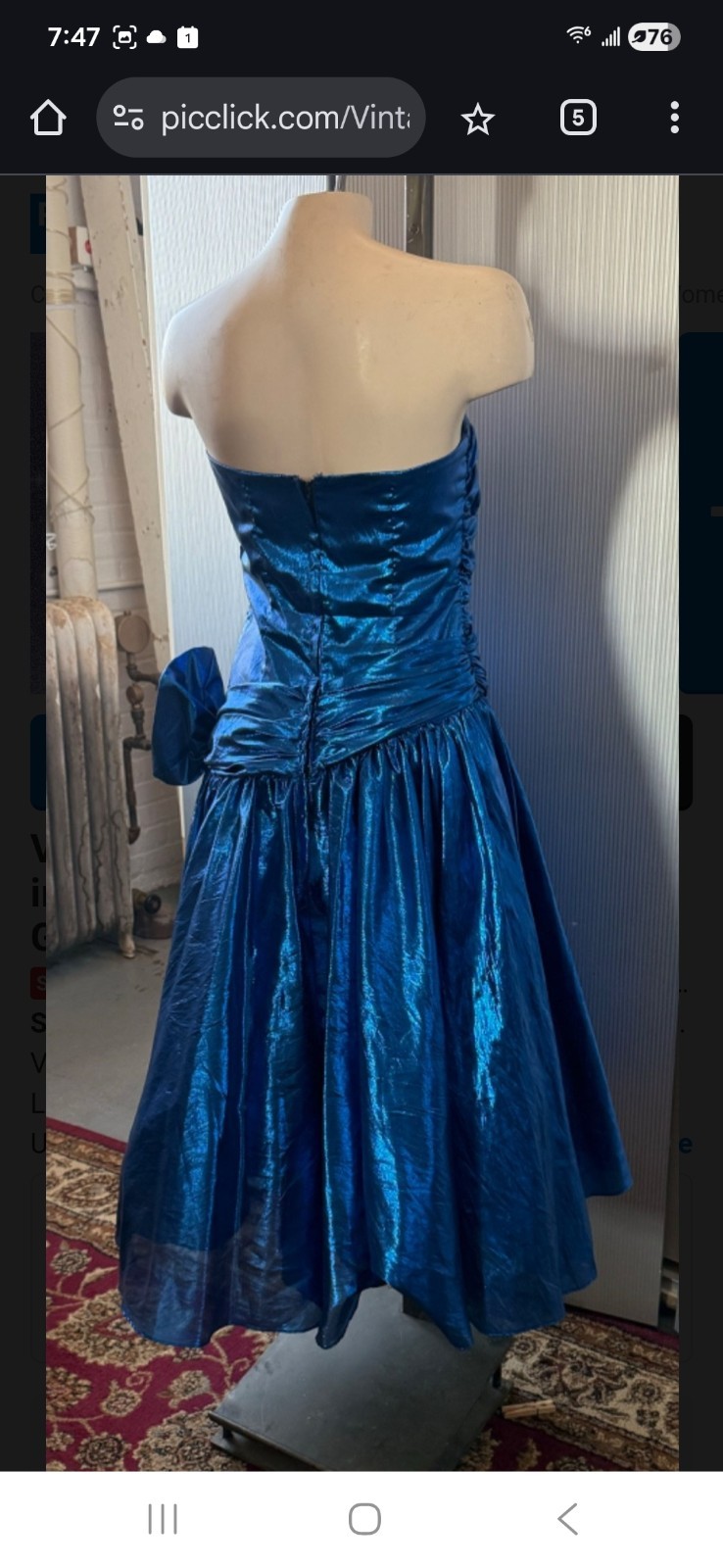 Vtg 80s Zum Zum Metallic iridescent Blue Lamé Foil Prom Party Dress Sz 4