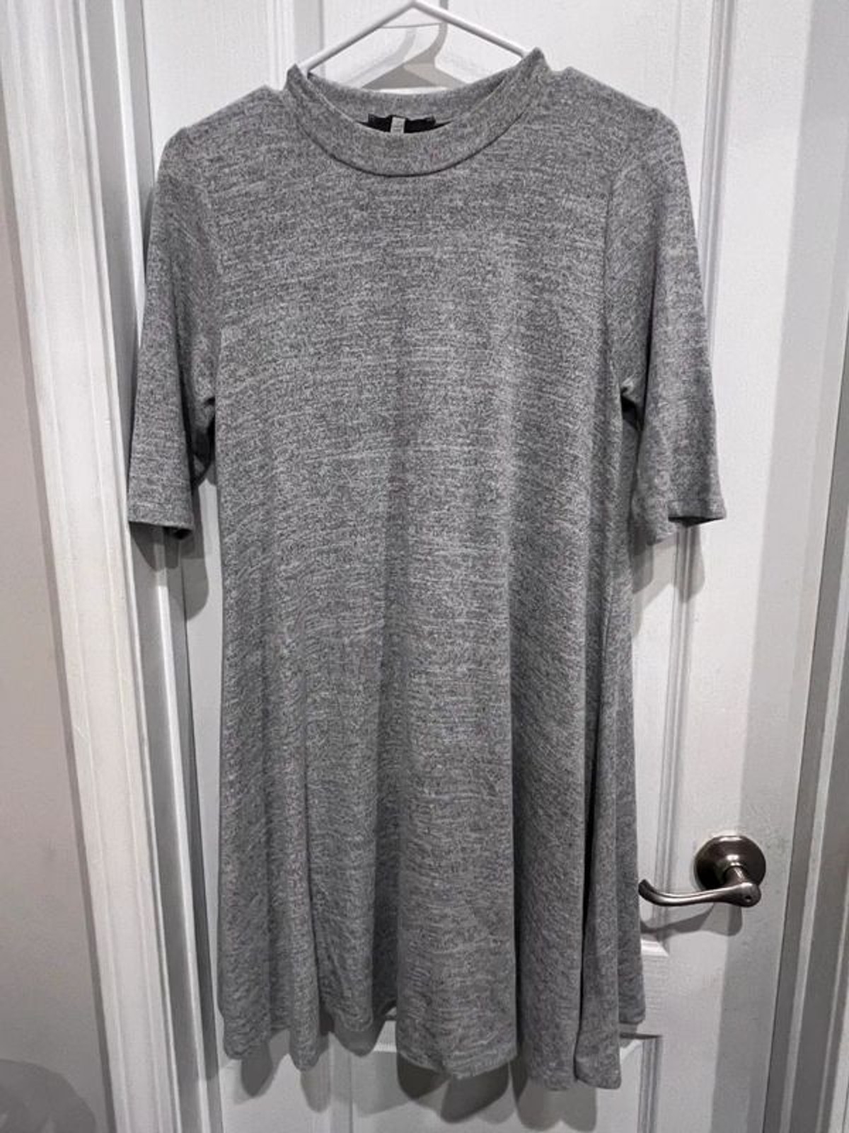 LAJU Los Angeles Women’s Small Heather Gray Swing Dress Short Sleeve Casual Knit