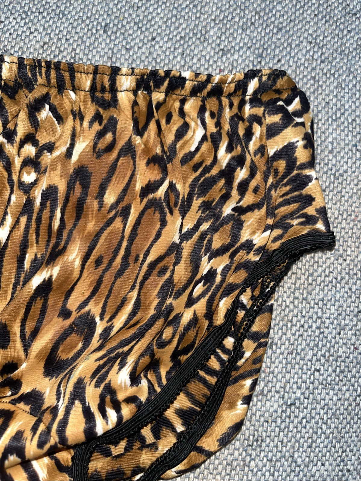 Vintage 60s Nylon Retro Leopard Pattern Print Bikini Sheer Silky Panties Sissy S