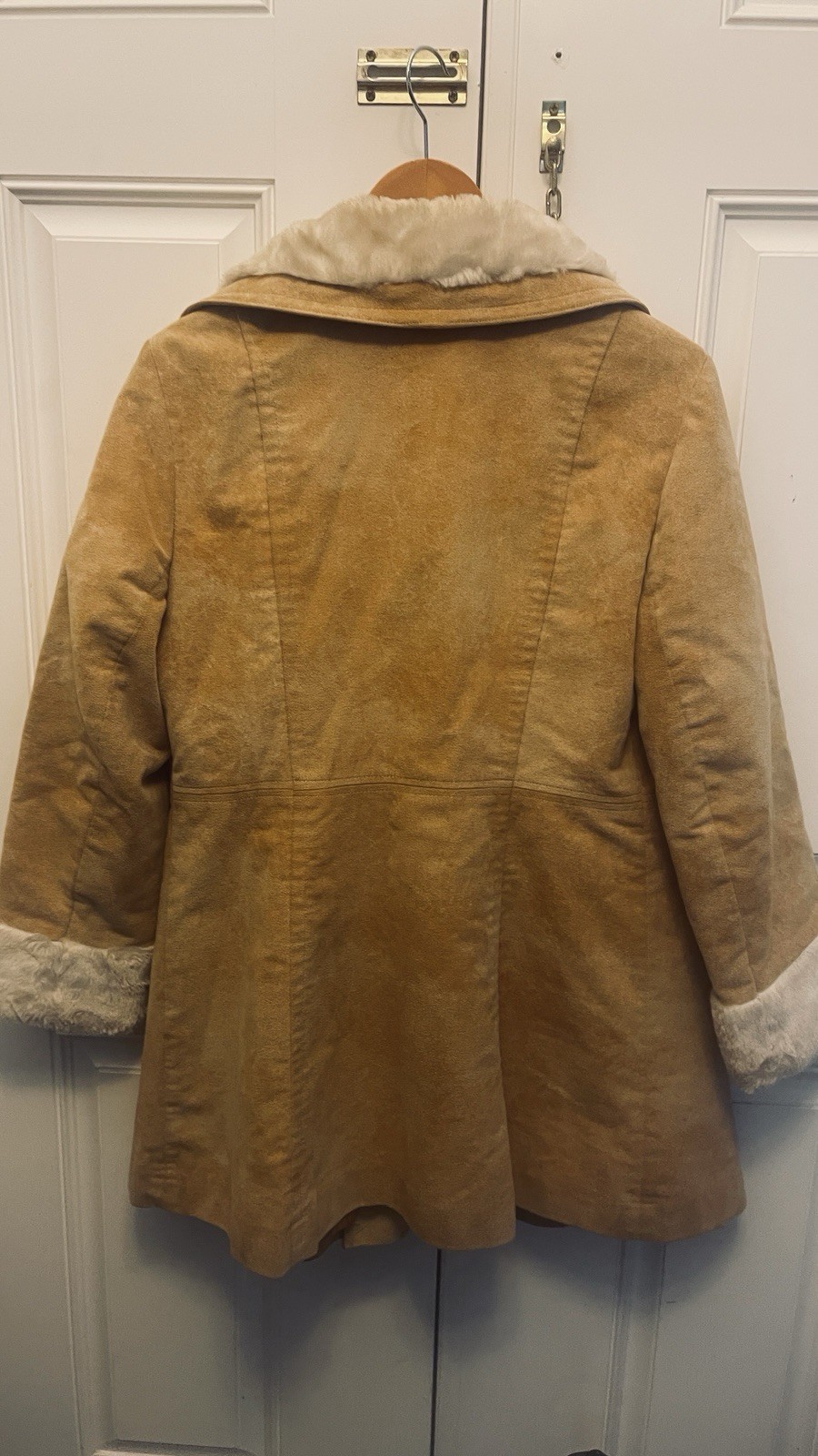 Vintage Heeksuede Double Breasted Faux Suede&Fur Women&rsquo;s BeigeCoat Sz M, Holland
