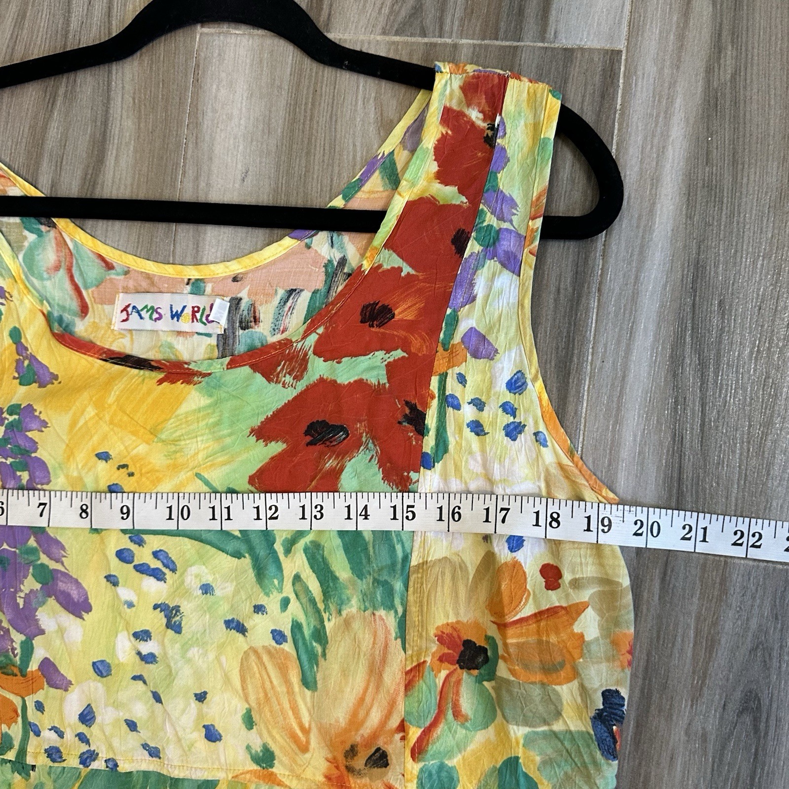 VTG Jams World Maxi Dress Size XL Multi- Colored hawaiian Print Pockets Beach