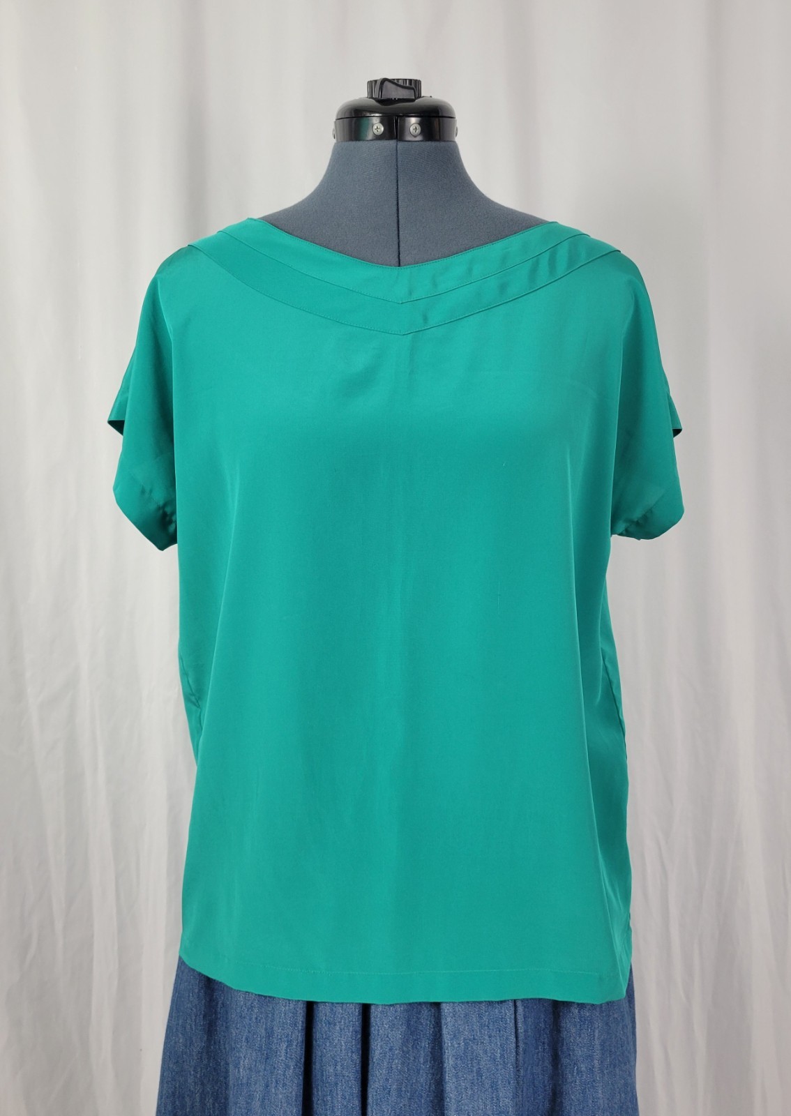 Vintage Rendezvous Teal Green Dropped Shoulder Blouse Size 10
