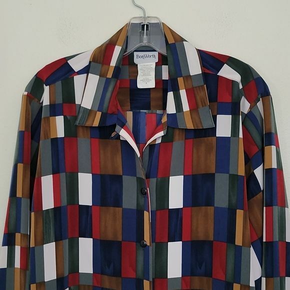 Bonworth Vintage Multicolor Geometric Print Blouse M