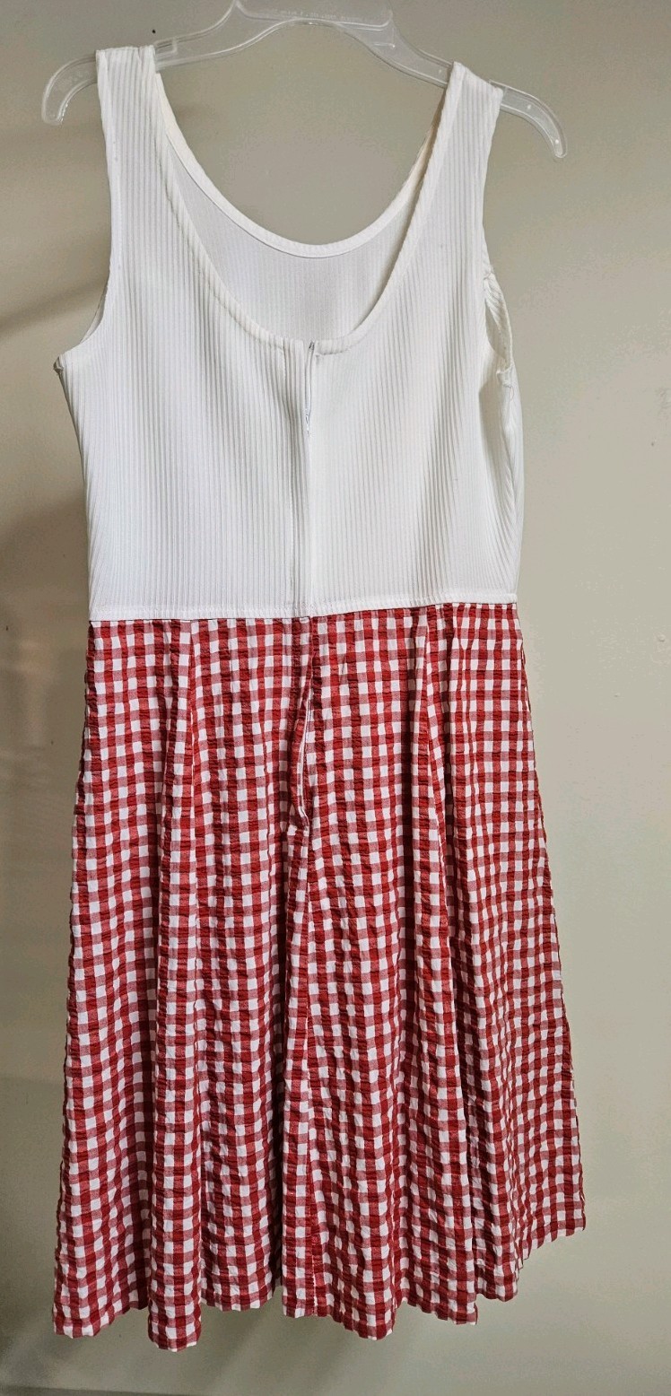 Vintahe 1970s Red Gingham Sleeveless Dress