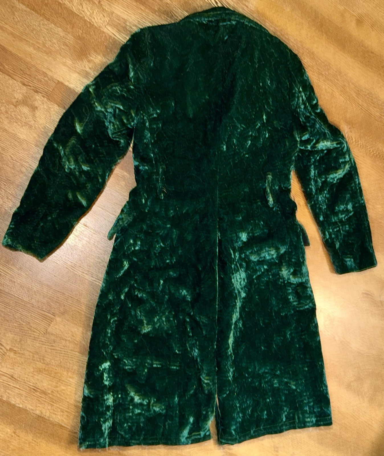 Green Crushed Velvet 70s Double Breasted Vintage Coat By VIBES by CAMPUS