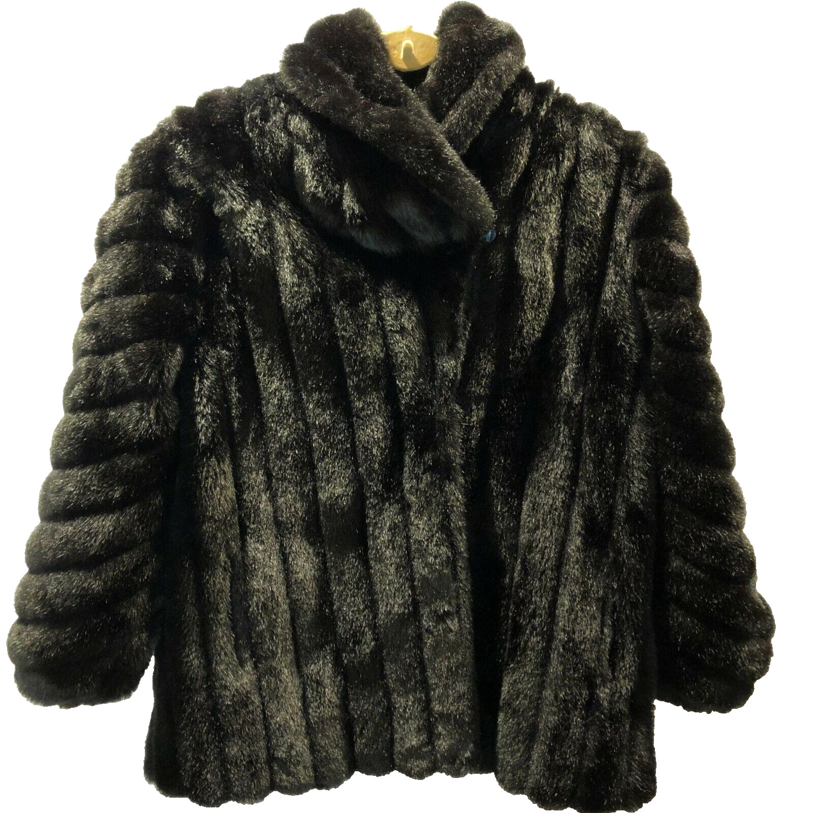 Monterey Fashions Vintage Java Brown Faux Fur Jacket Sz 20.5 see measurements
