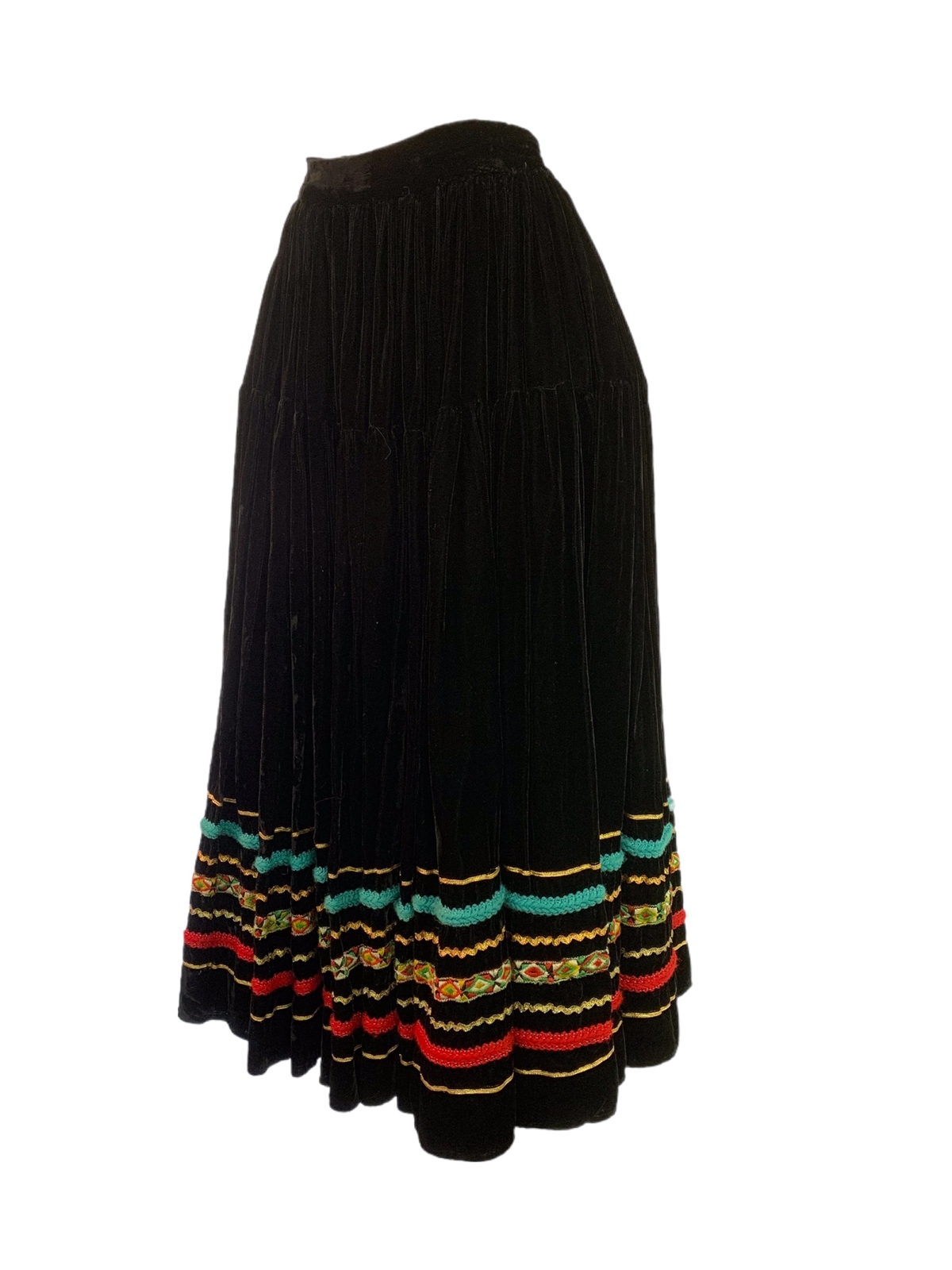 Vtg Vintage 1940s 40s 1950s 50s Velvet Full Circle Skirt w. Trim and Ric-Rac
