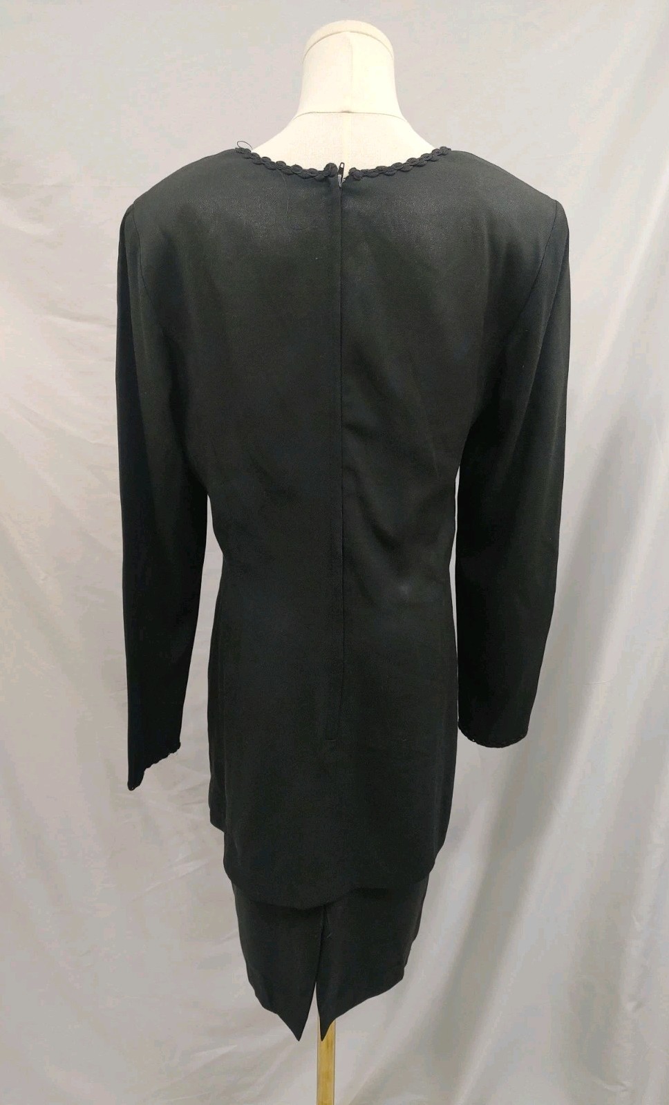 80&rsquo;s Vintage Studio 1 Dress Black Jacket Dress Style Keyhole Neck Braided Trim L